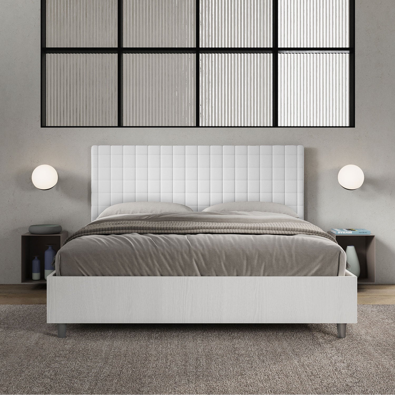 Letto Matrimoniale 160x200 cm Senza Rete Burmy Bianco...