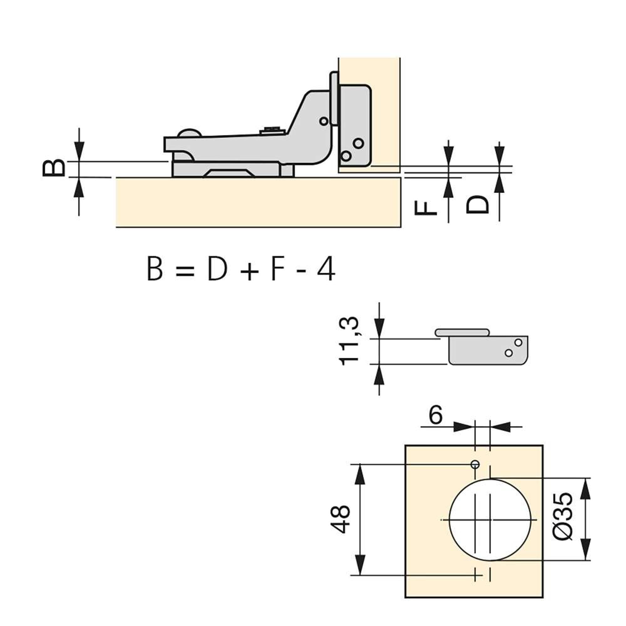 Cerniera a Scodellino 35 mm Collo Alto Chiusura Ammortizzata 100° Basette Euro 20 Pezzi Emuca...
