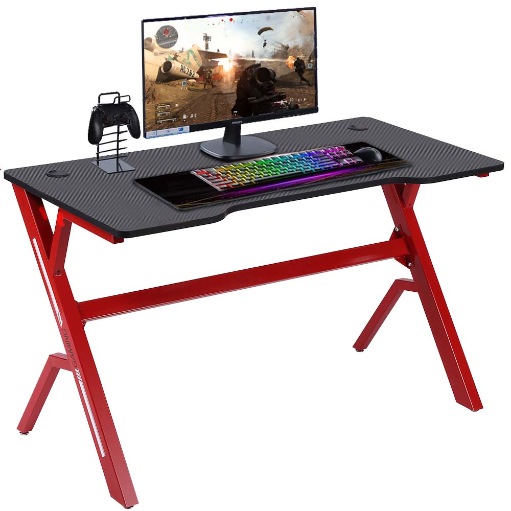 Scrivania Gaming Porta Pc Computer in Metallo e Legno MDF Tappetino Mouse Pad...