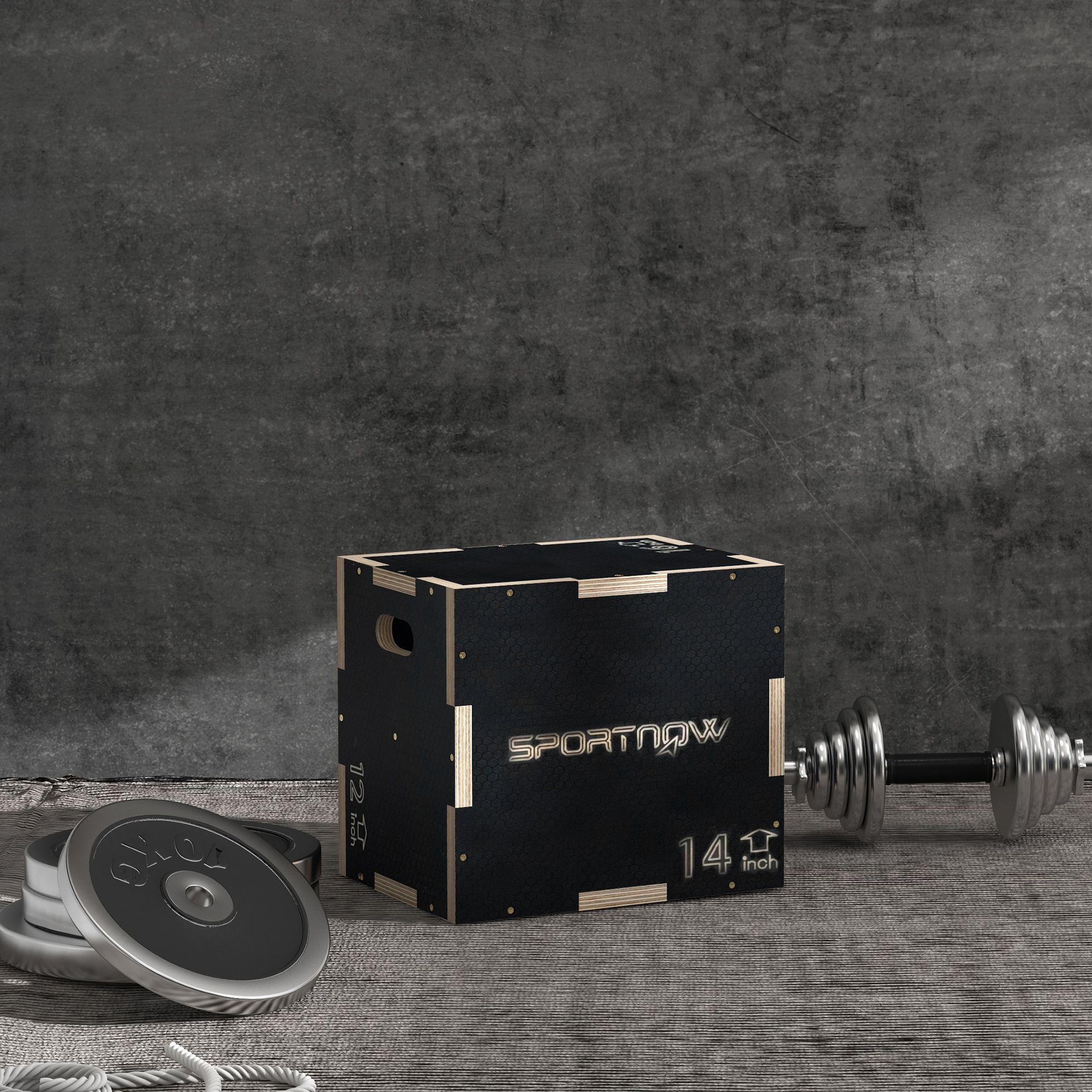 Box Jump Pliometrico a 3 Altezze 41-36-31 cm in Legno Antiscivolo Nero...