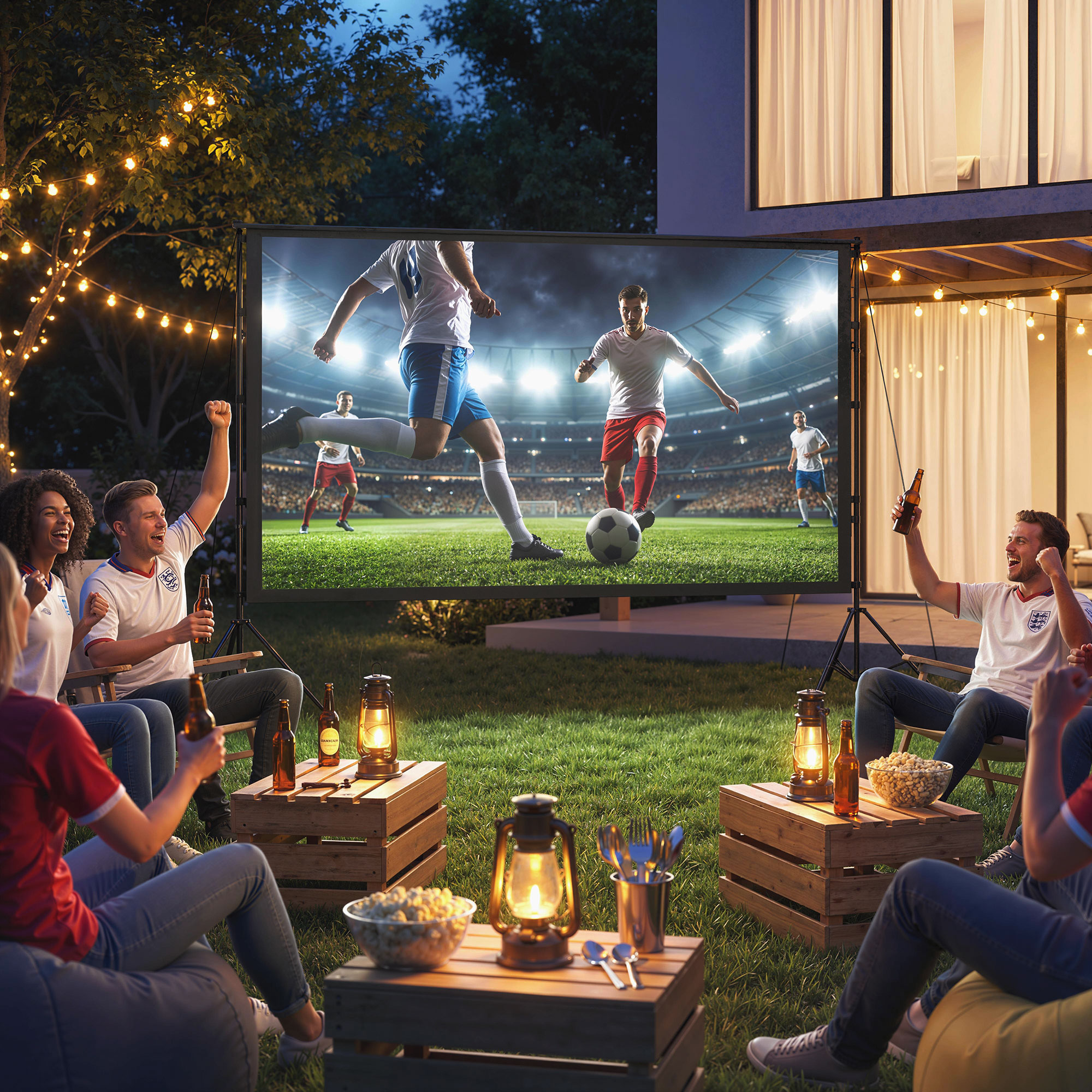 Telo per Proiettore 120" 16:9 HD 4K-8K Angolo di Visione 160° con Treppiedi Pieghevoli Bianco...