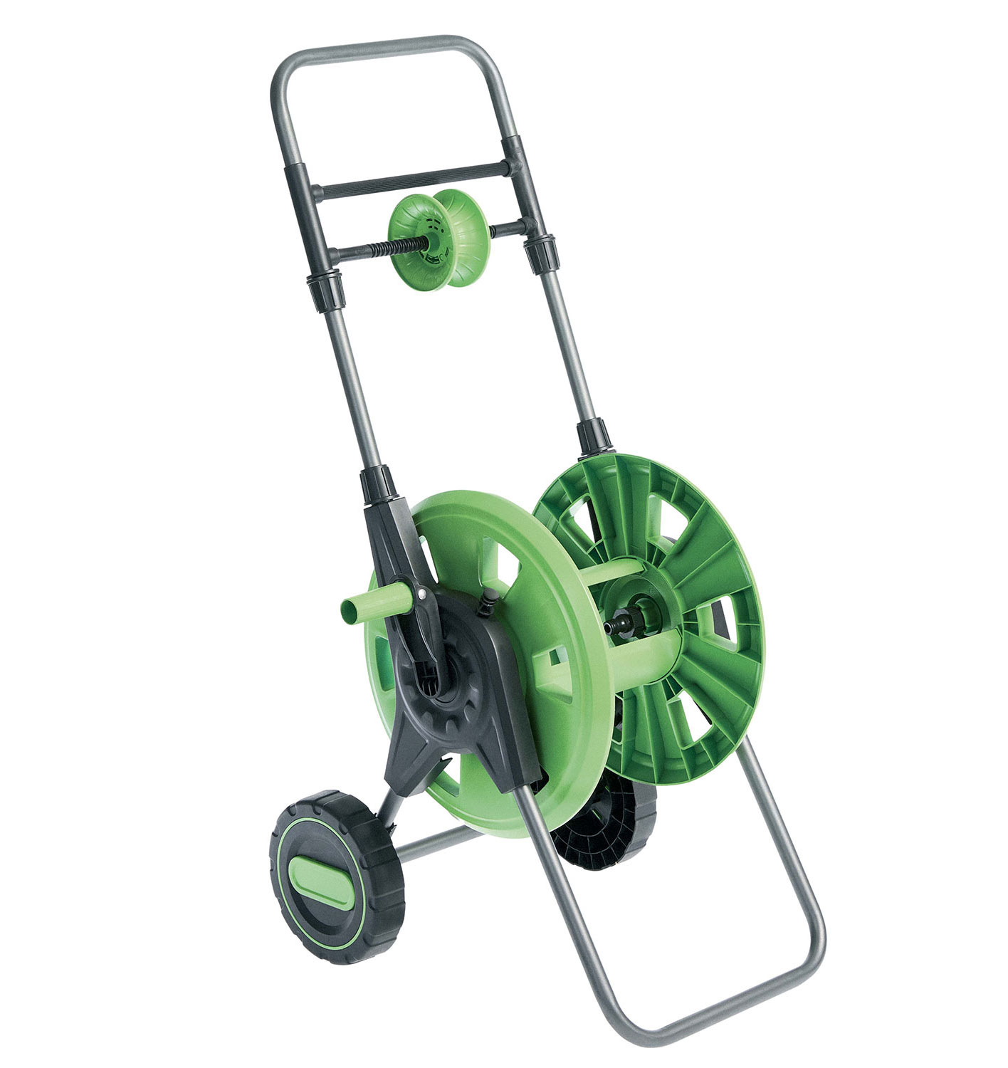 Carrello Avvolgitubo Manuale 25x50x40 cm con 2 Raccordi per Attacchi Tubo Verdemax Verde