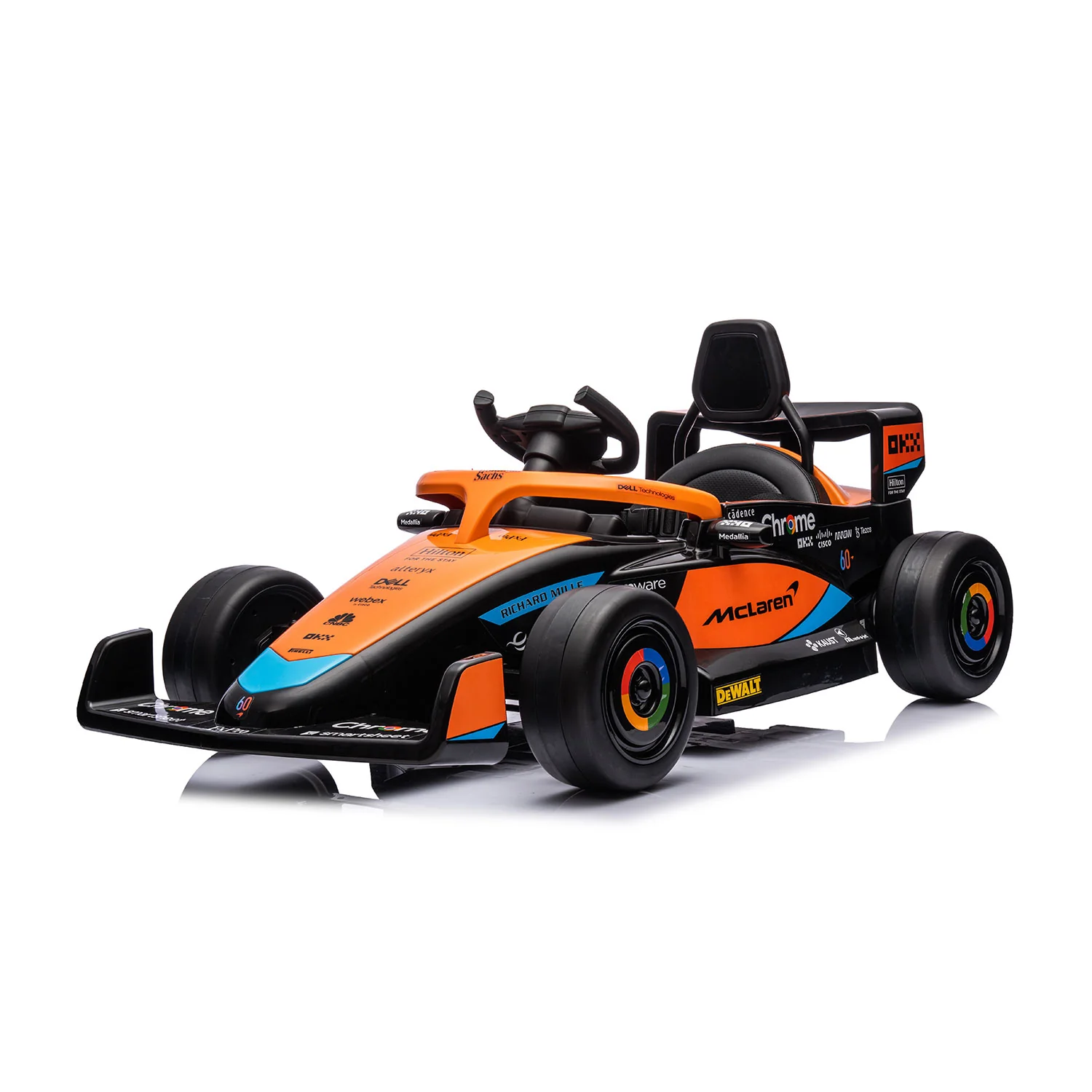 Macchina Elettrica per Bambini 12V Licenza McLaren F1 Team Nera e Arancione...