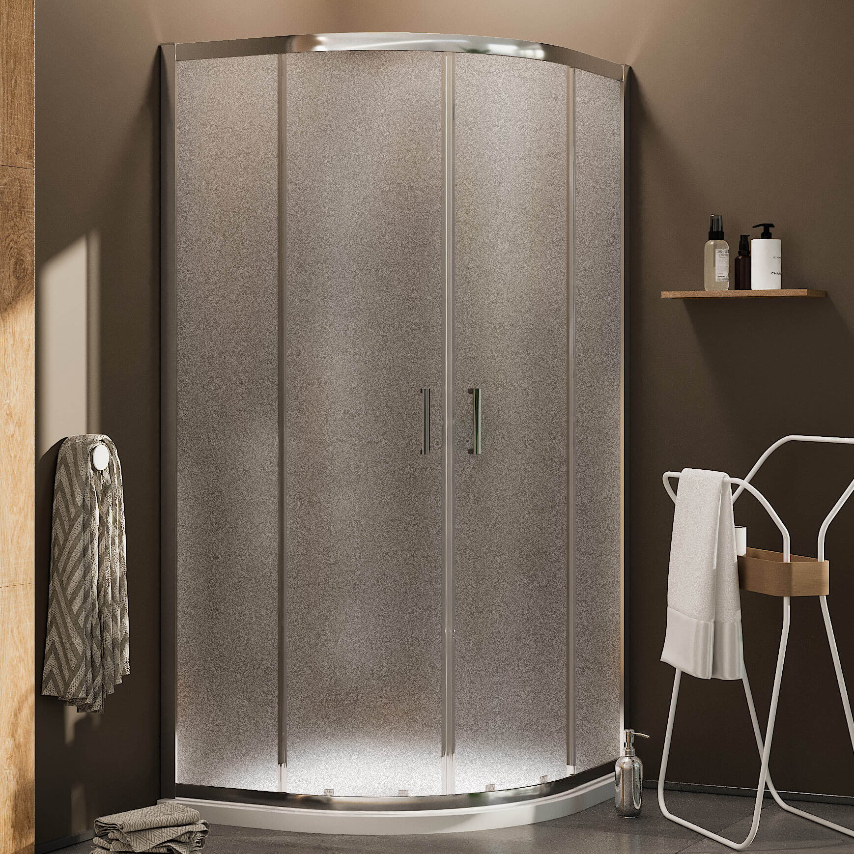 Box Doccia Angolare 80x80 cm 2 Ante Scorrevoli in Cristallo Opaco 6mm H185 Fosterberg Dragor...