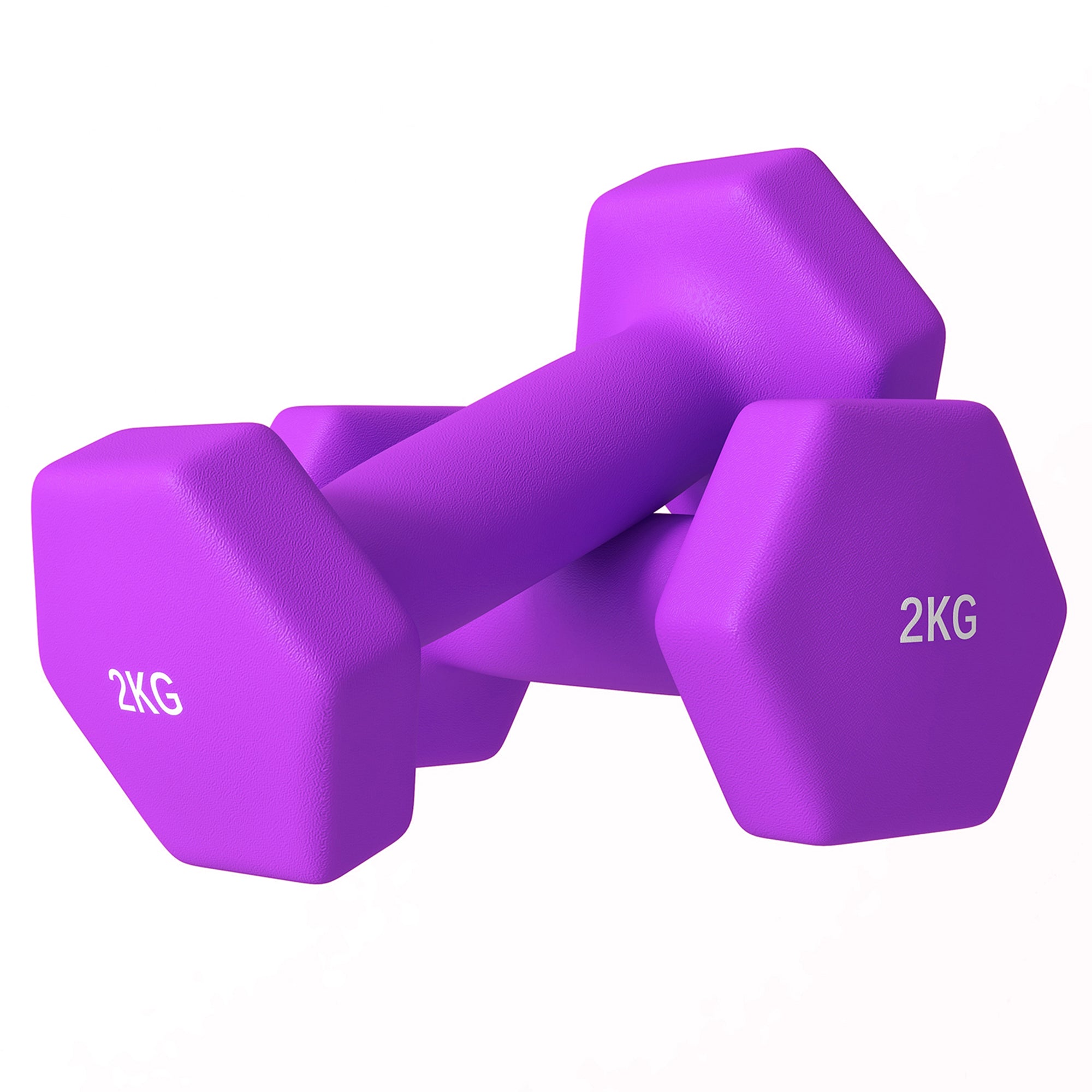 Image of Set 2 Manubri Palestra 2 kg Pesi esagonali per Allenamento Viola