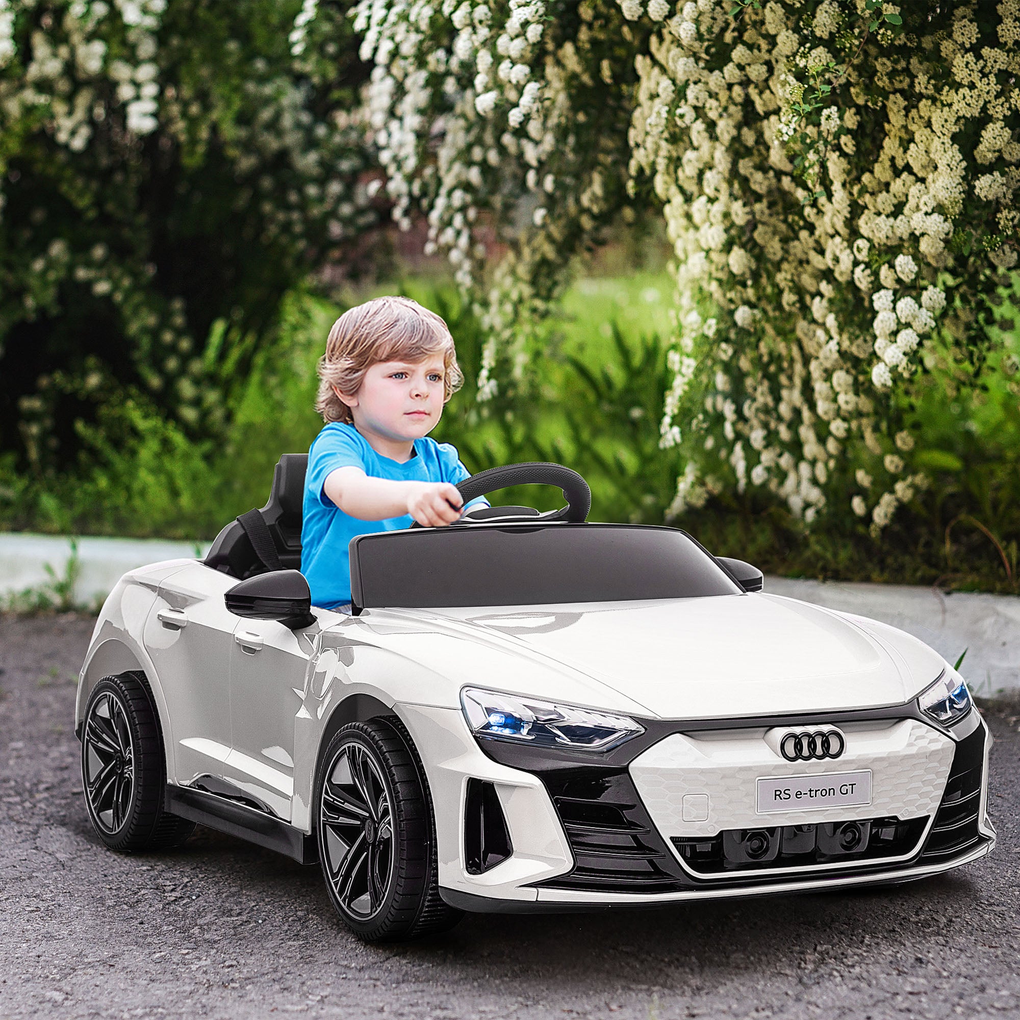 Macchina Elettrica per Bambini Licenza Audi RS con Telecomando Bianca e Nero...