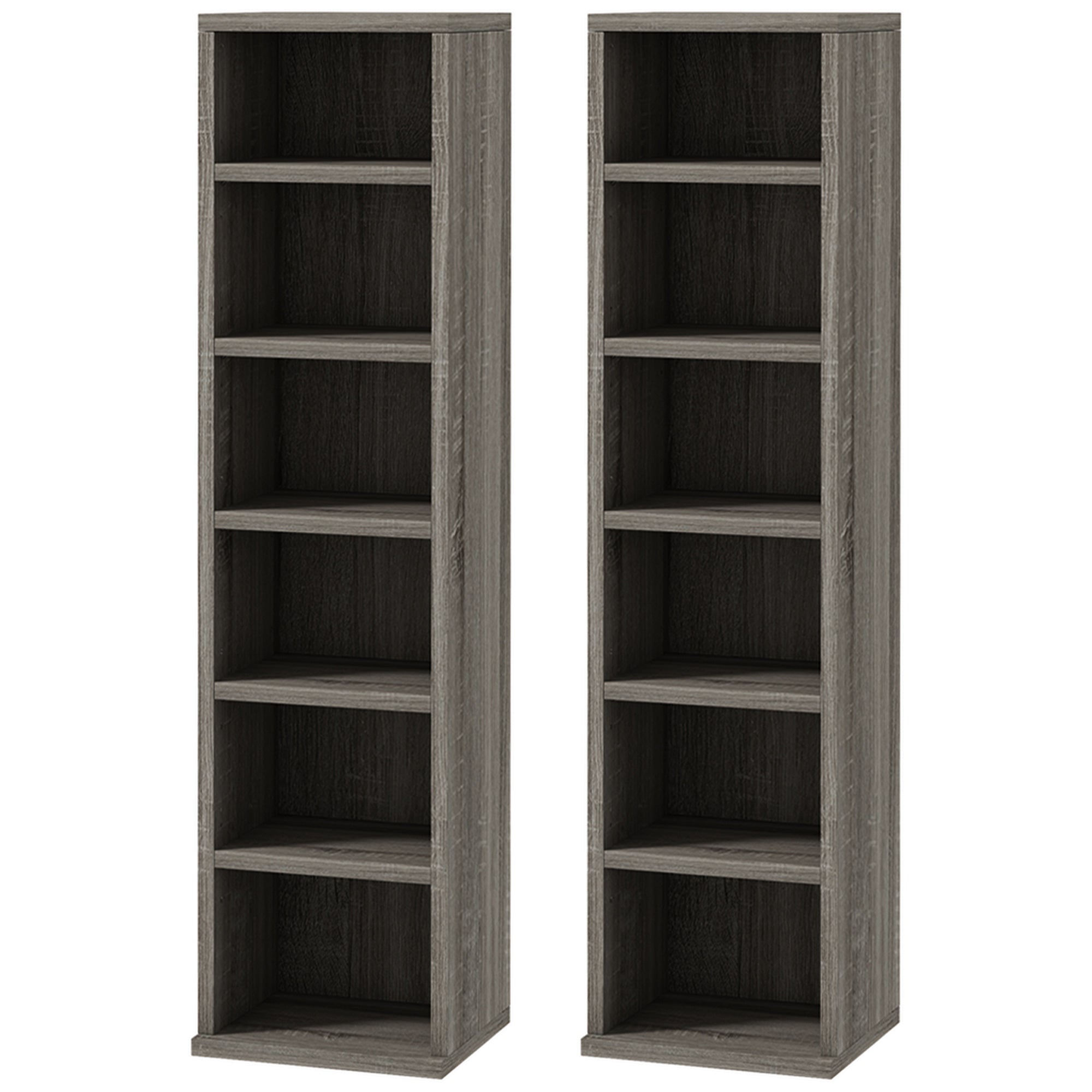 Set 2 Pezzi Mobile Libreria Porta CD 21x22,5x88,5 cm Grigio