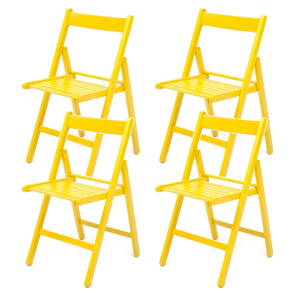 Image of Set 4 Sedie pieghevole 42,5x47,5x79 cm Penelope in legno giallo