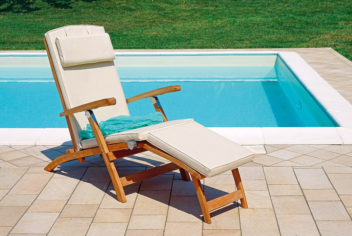 Poltrona Prendisole da Giardino in Legno Teak con Cuscino Vorghini Steamer...