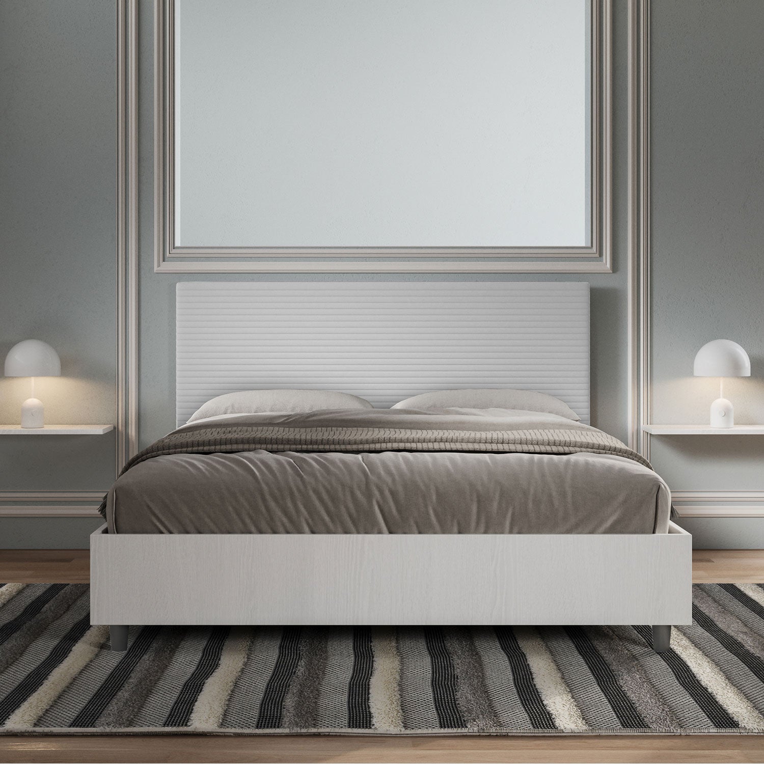 Letto Matrimoniale 160x200 cm Senza Rete Level Bianco...