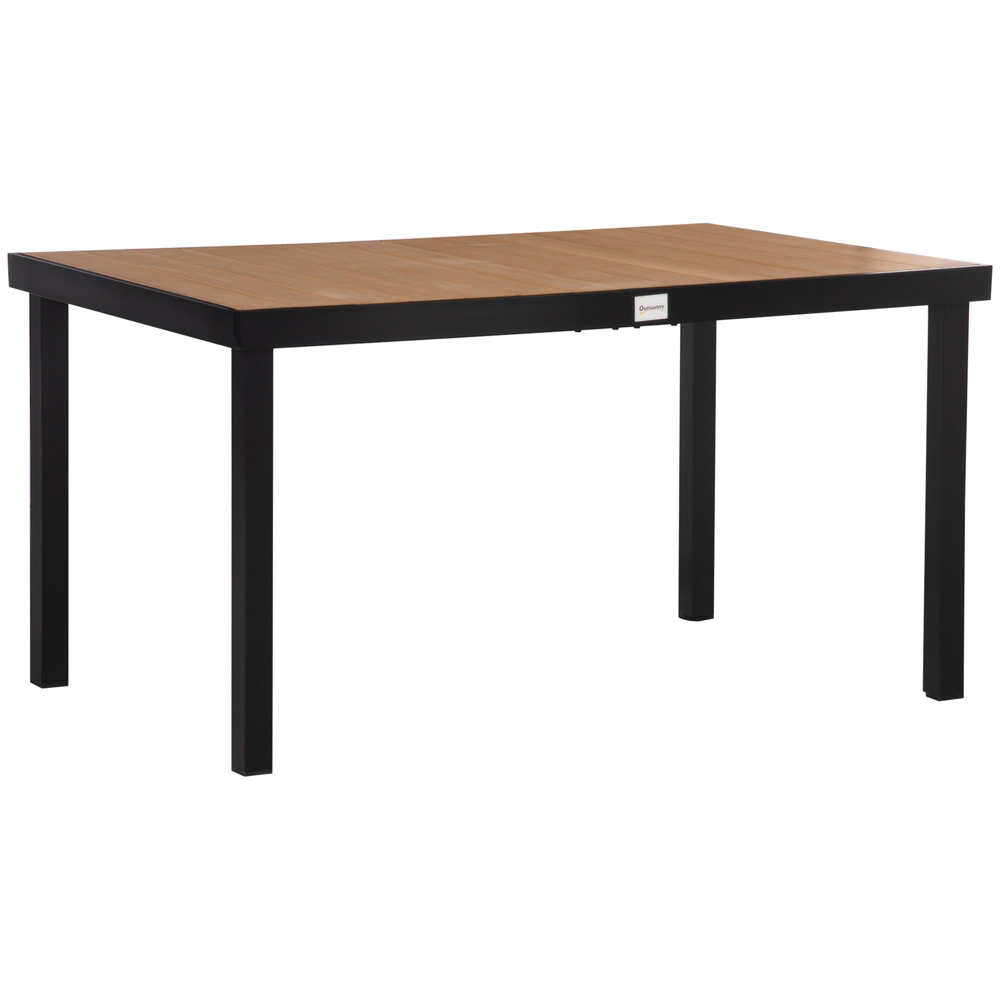 Tavolo da Giardino 140x90x74 cm in Alluminio e Plastica Nero e Color Legno...