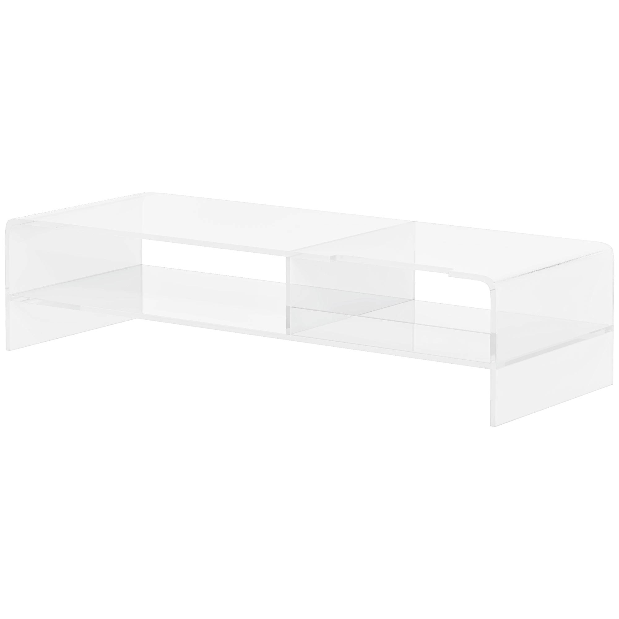 Supporto Monitor PC 24” Max 2 Ripiani 50,8x19x12 cm in Acrilico Trasparente