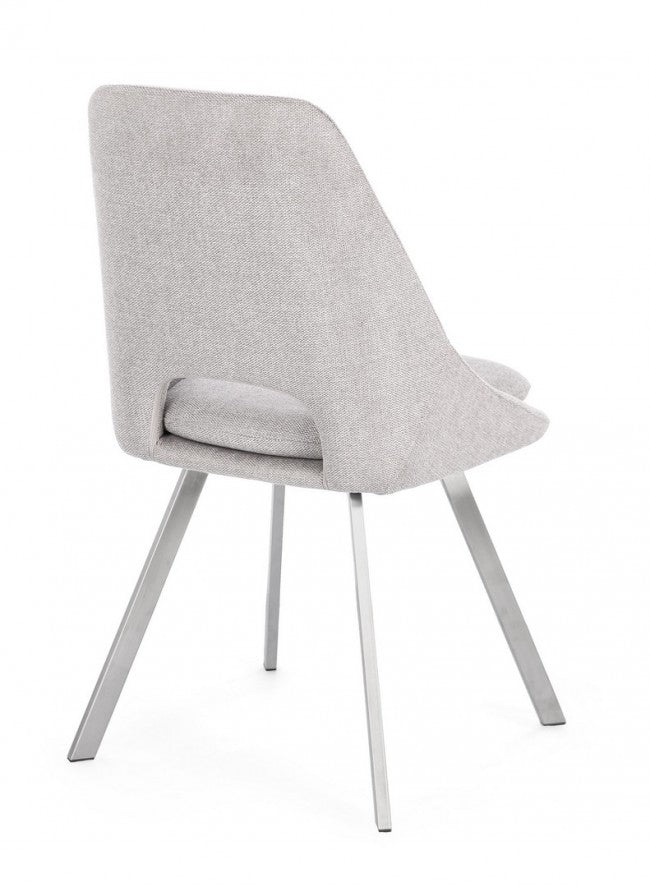 Set 2 Sedie 45x49,5x85 cm Kashar in Tessuto Grigio Chiaro...