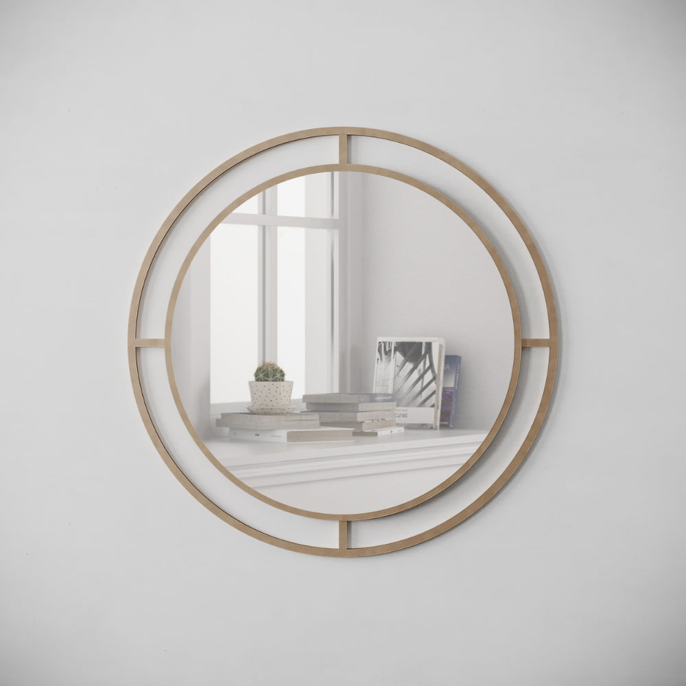 Specchio Bubble 57x57 cm con doppia cornice in metallo oro...
