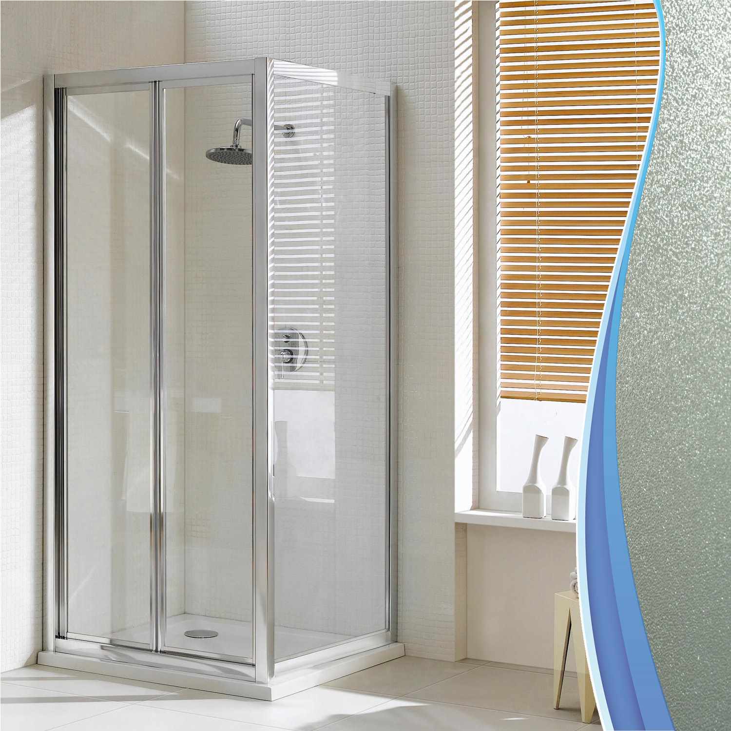 Box Doccia Angolare 80x80 cm 1 Anta a Libro in Cristallo Opaco 4mm H198 Fosterberg Fyn Duo...