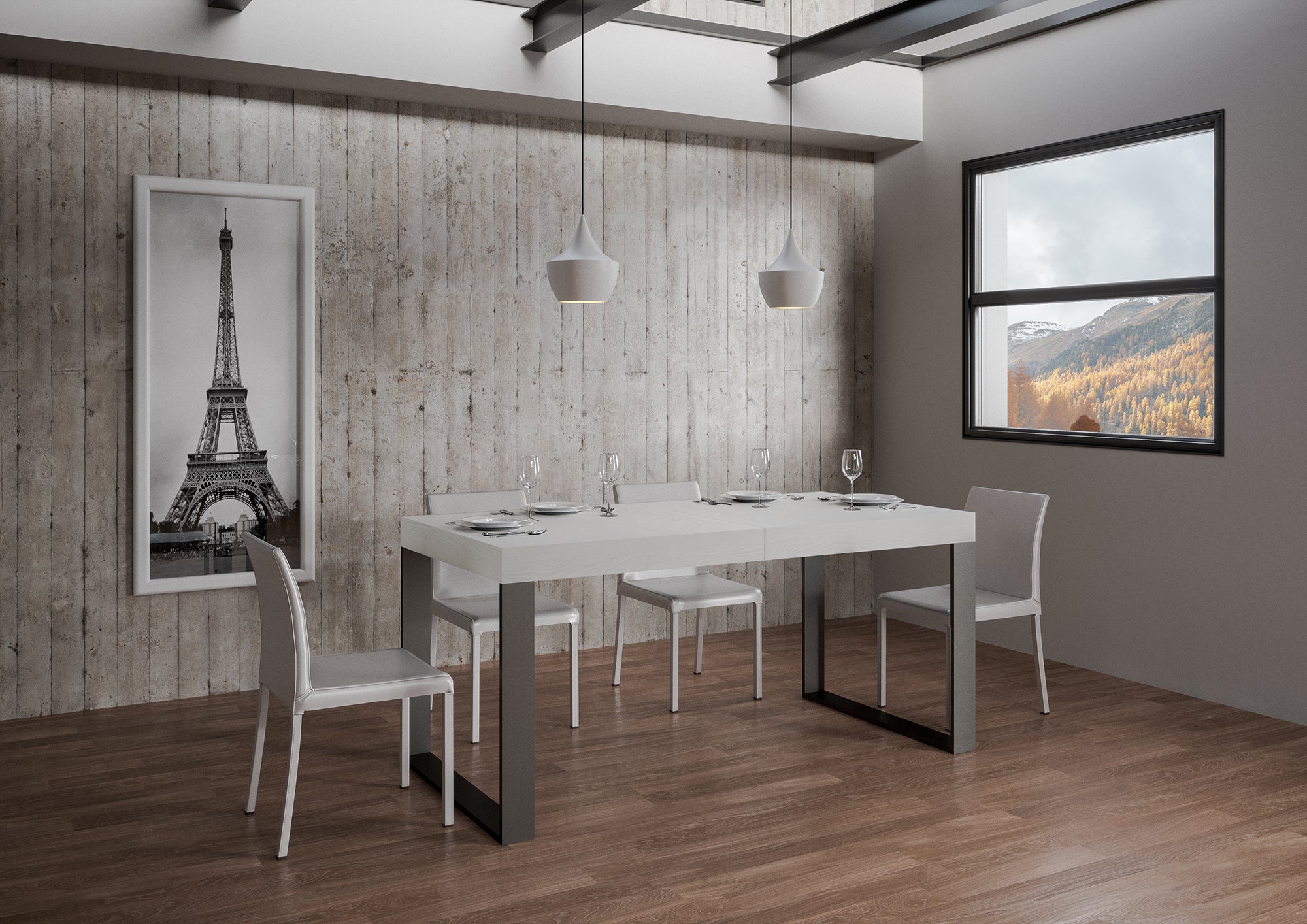Tavolo Allungabile 160-420x90x77 cm Tecno Bianco Frassino...
