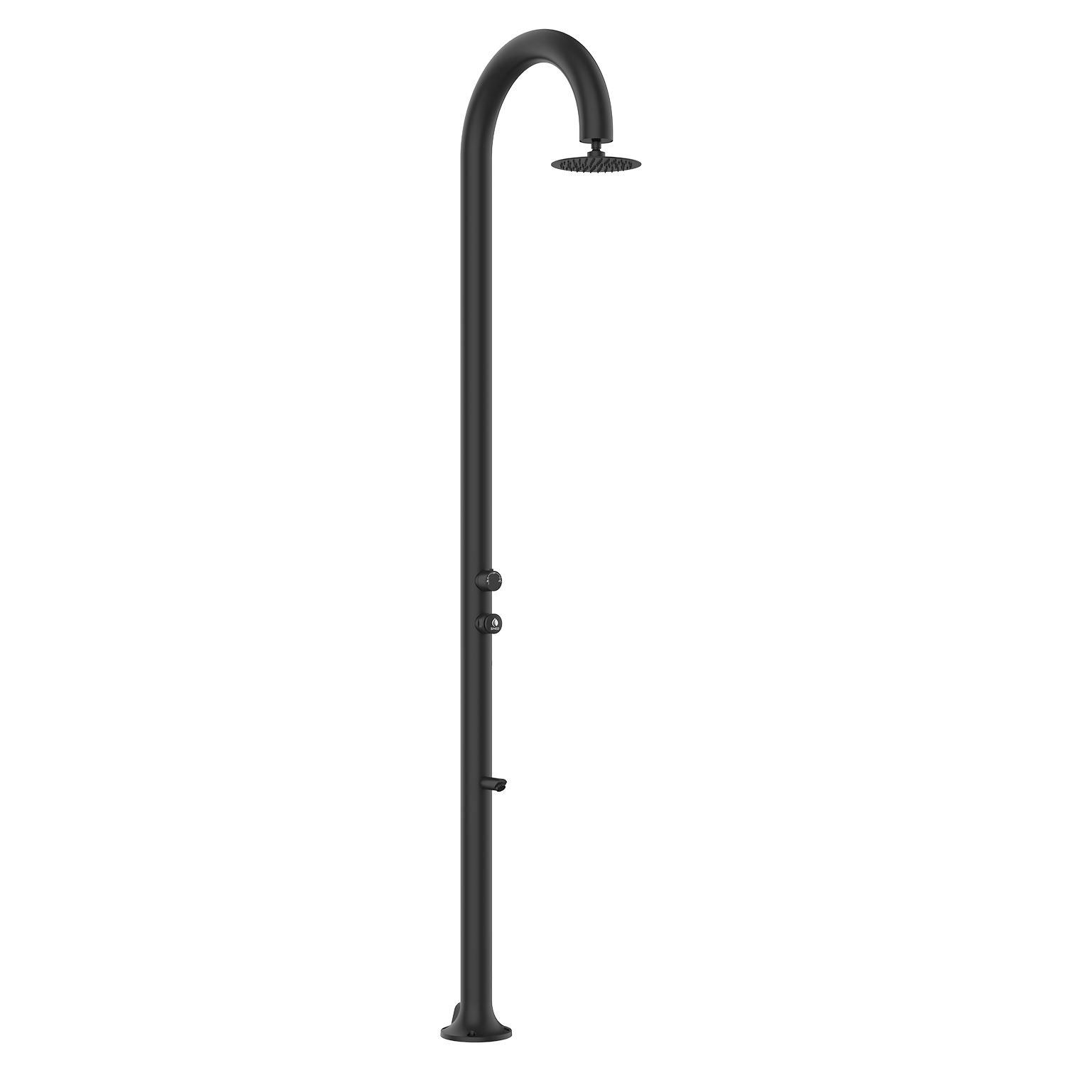 Image of Doccia da Giardino ad Acqua Frossoda in Alluminio Temporizzata con Lavapiedi Sined Luna Timer P Nero
