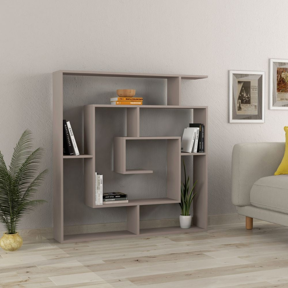 Libreria Moderna 129x125x22 cm in MDF Labirent Light Mocha...