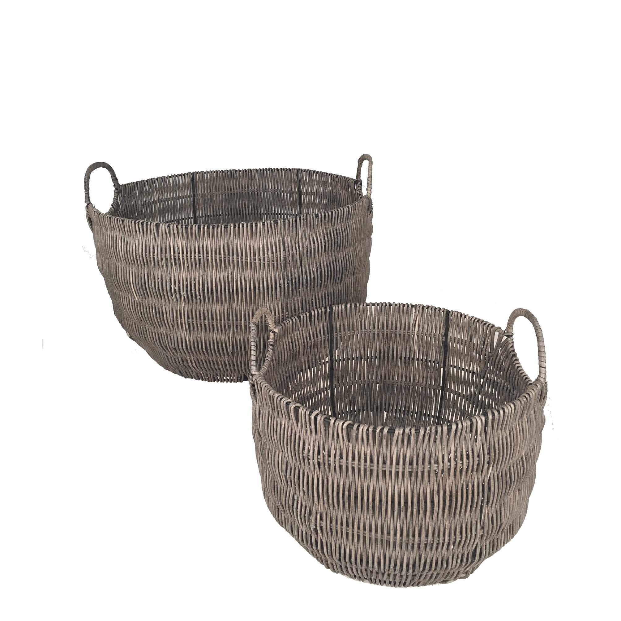 Set 2 Cesti in Materiale Rattan Willow con Manici H 30 cm...