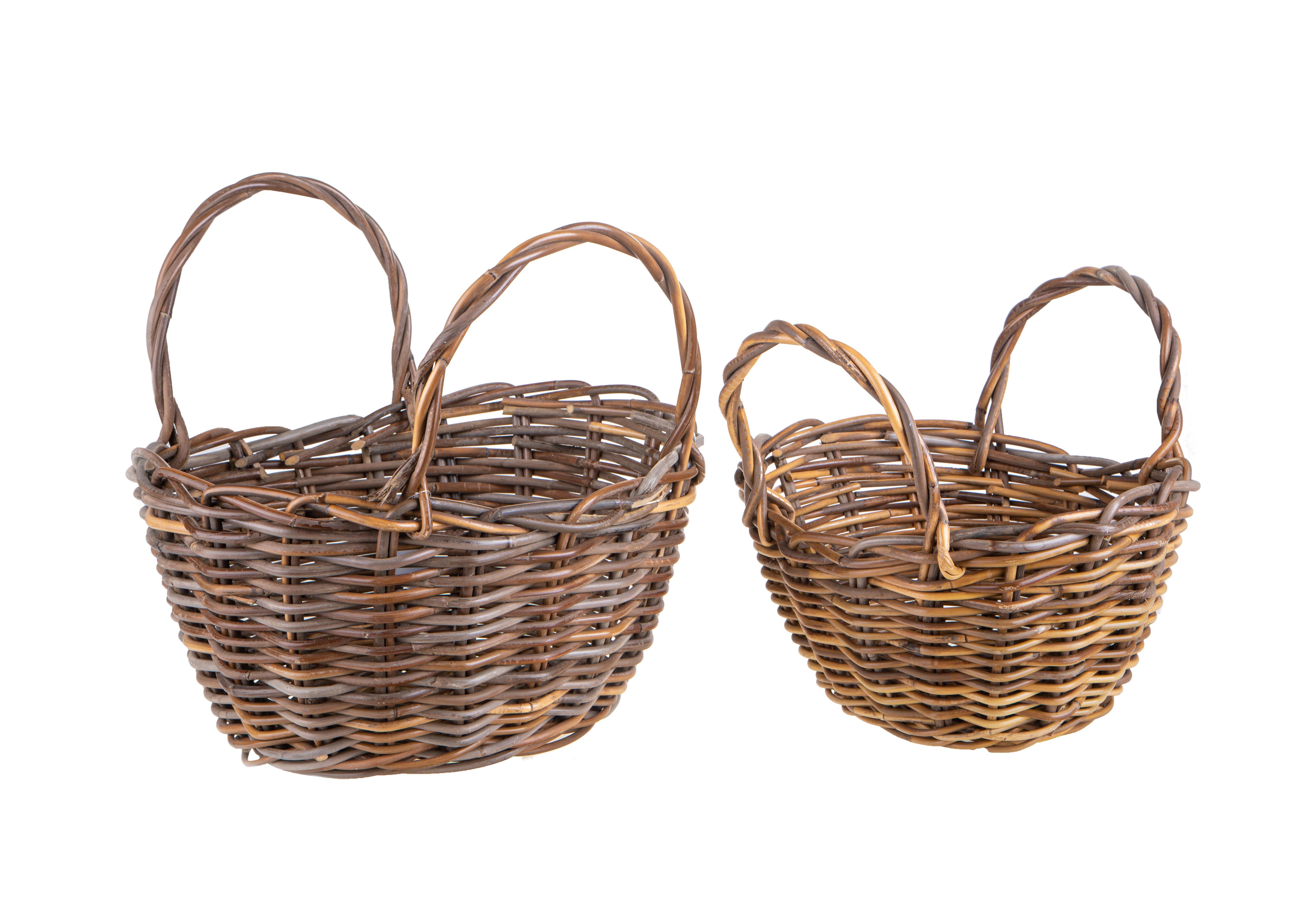Image of Set 2 Cesti Ovali in Vimini con Manici Larghezza 45 cm