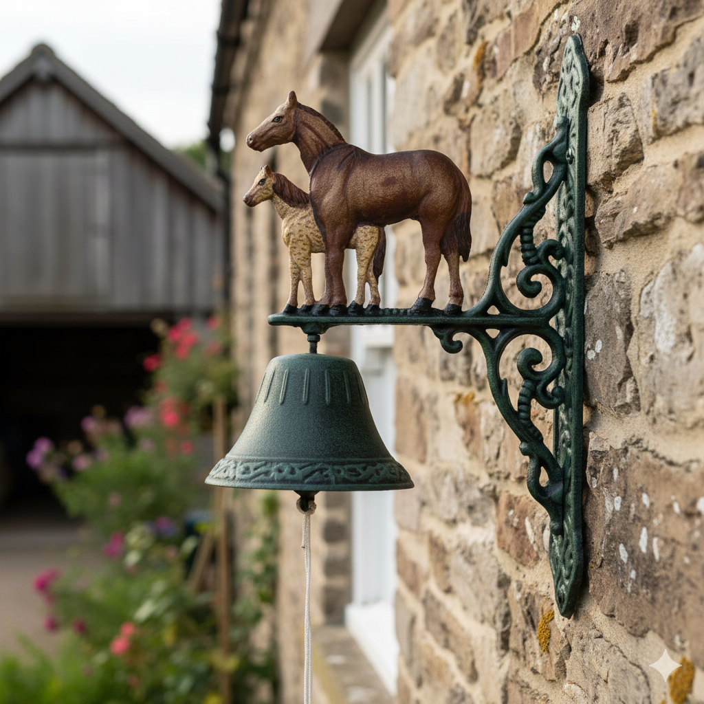 Campana in ghisa 2 cavalli cm 20x12xh36...