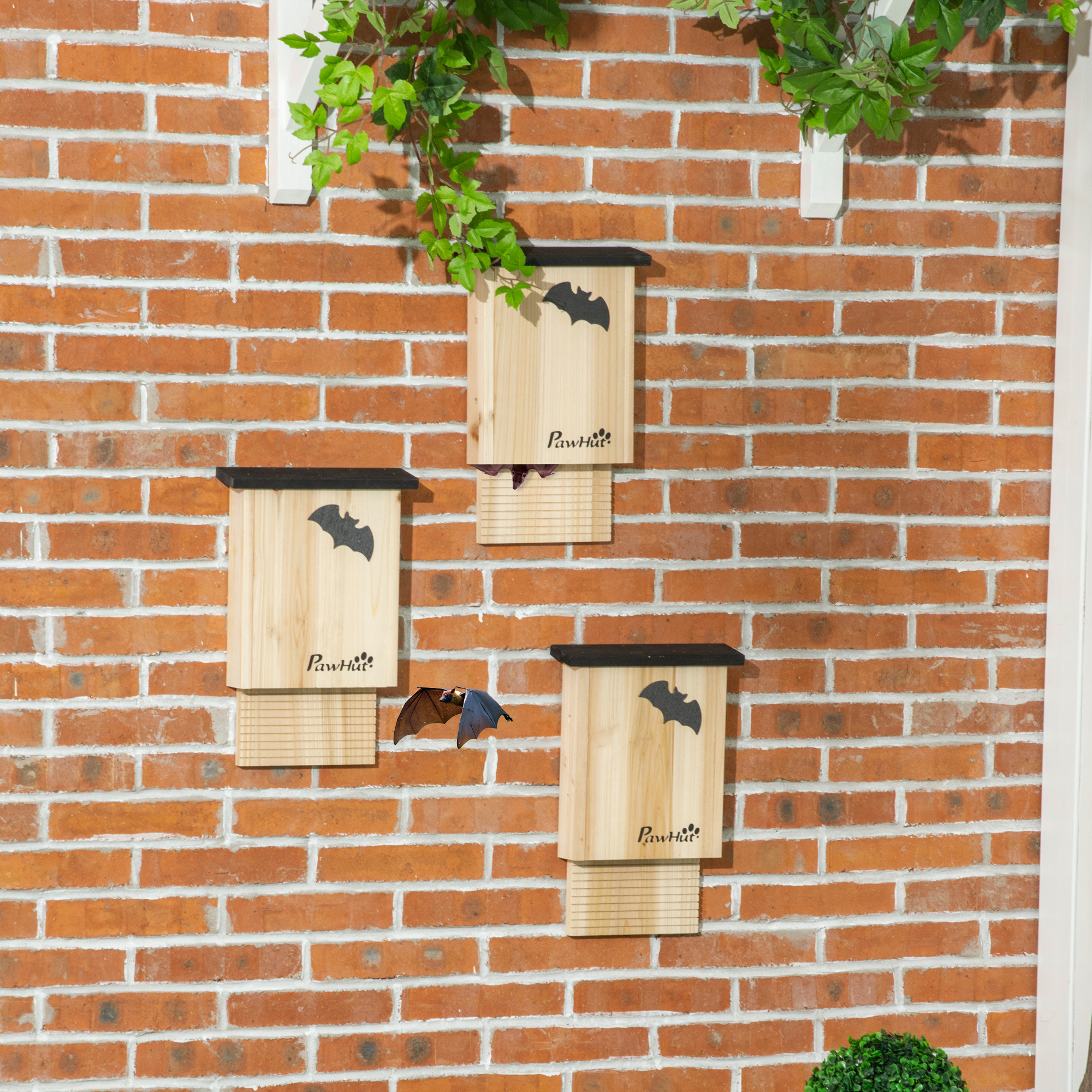 Set di 3 Casette per Pipistrelli 25x6x37,5 cm in Legno di Abete per Esterni in Legno di Abete...