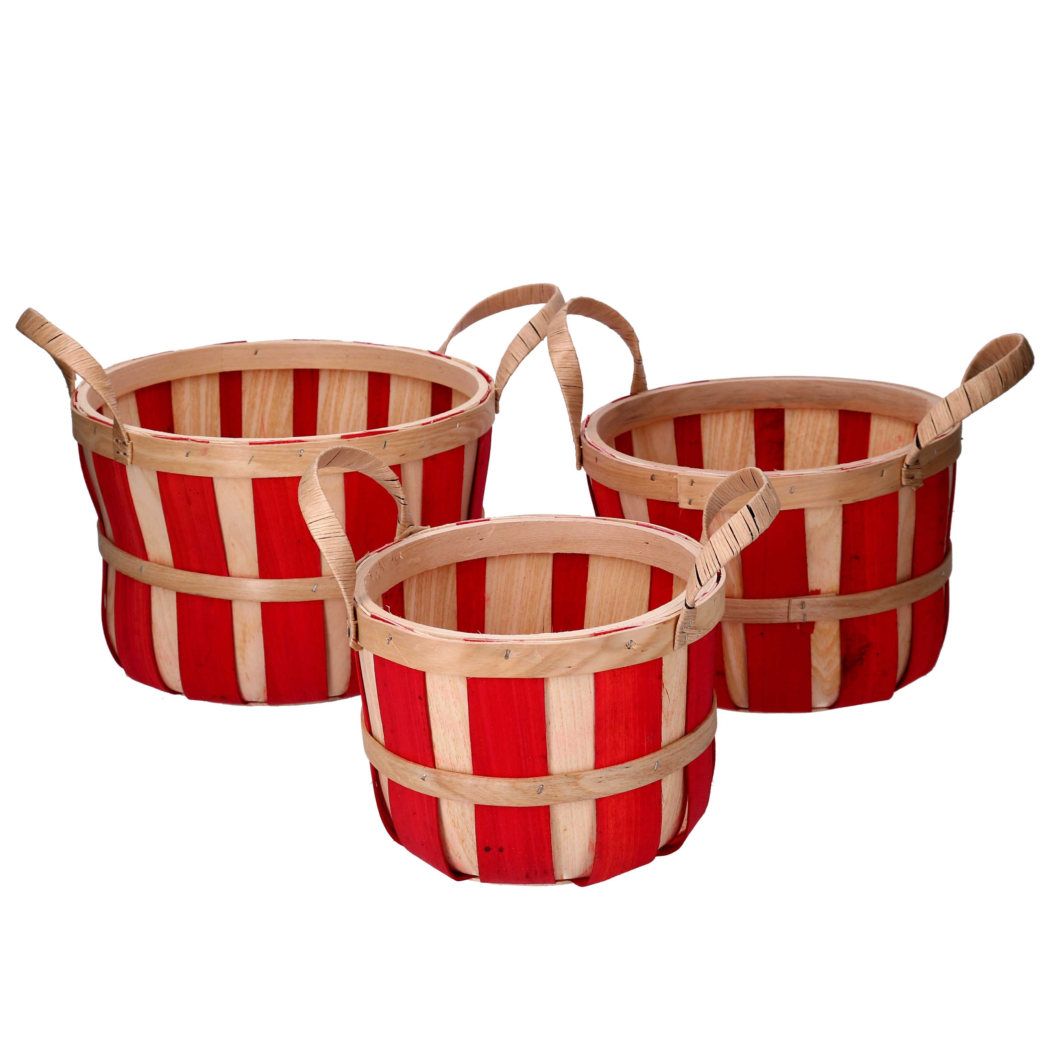 Image of Set 3 Ceste in Vimini rosso tondo