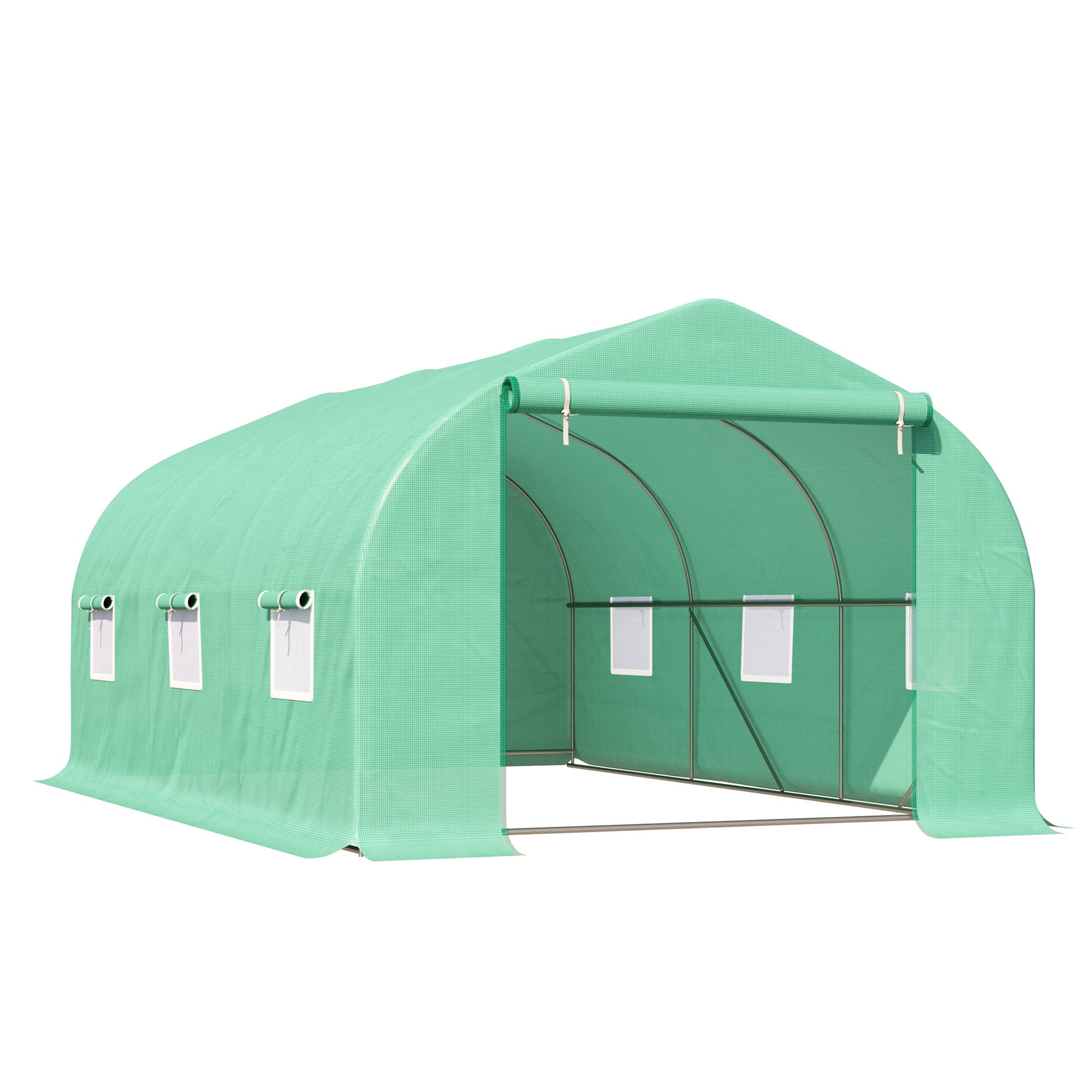 Serra da Giardino con Tetto Spiovente in PE e Tubi d'Acciaio Verde Scuro 4.5x3x2m 