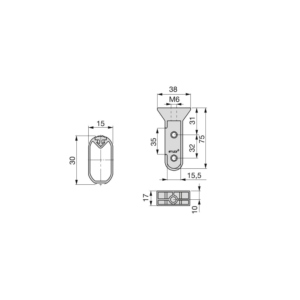 Kit Tubo per Armadio Silk L 0,75 m Anodizzato Opaco Alluminio e Tecnoplastica Emuca...