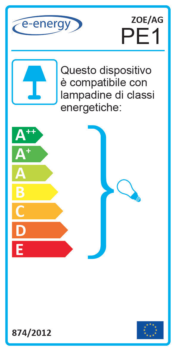 Applique 1xE27 Finali Cromo Vetro Lastra Graniglia Bianco E-Energy Zoe...