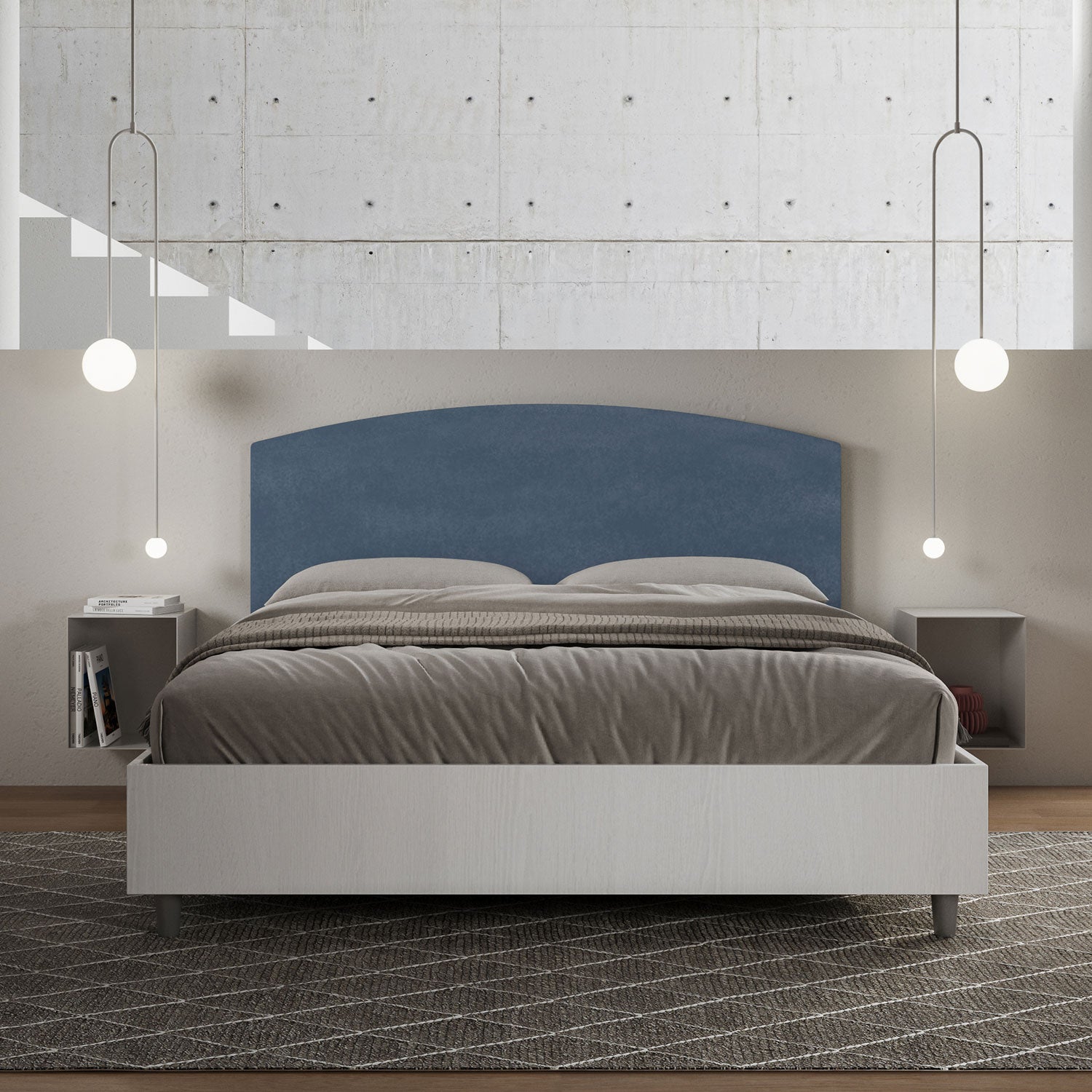 Letto Matrimoniale 160x200 cm Senza Rete Antilia Blu...