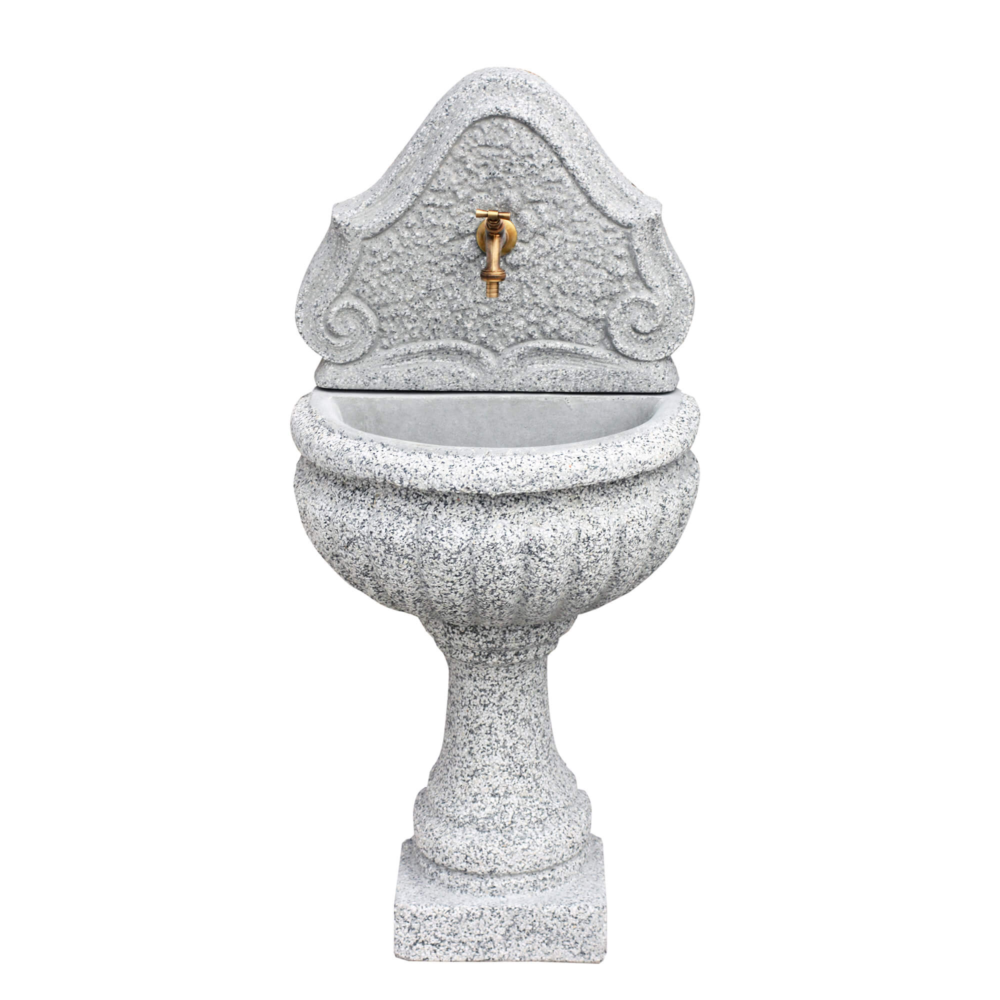 Fontana a Parete da Giardino Senza Rubinetto in Cemento Granulato di Marmo Oglio Bianco/Nero...