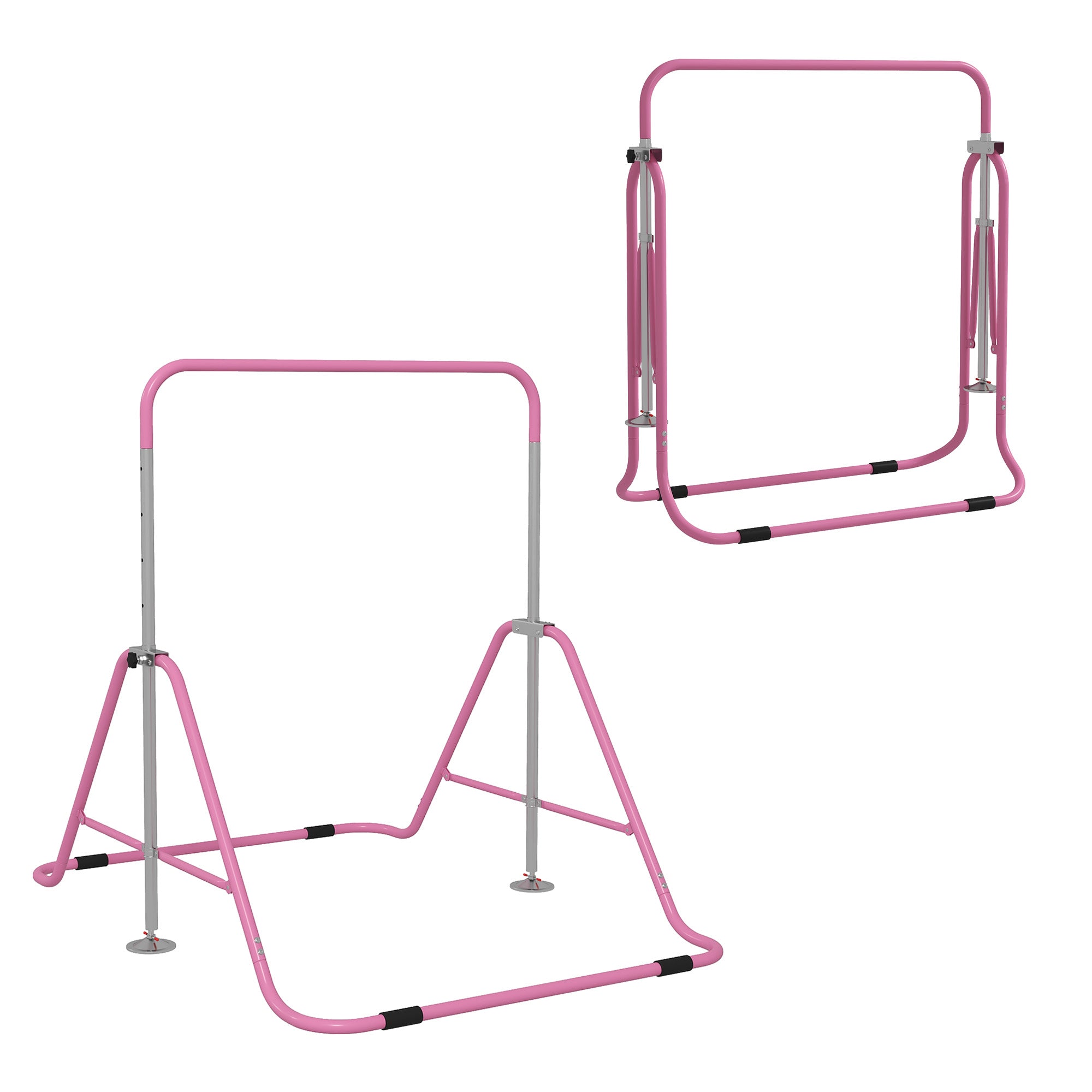 Image of Barra Trazioni per Bambini Pieghevole Altezza Regolabile 88-128 cm in Acciaio Rosa