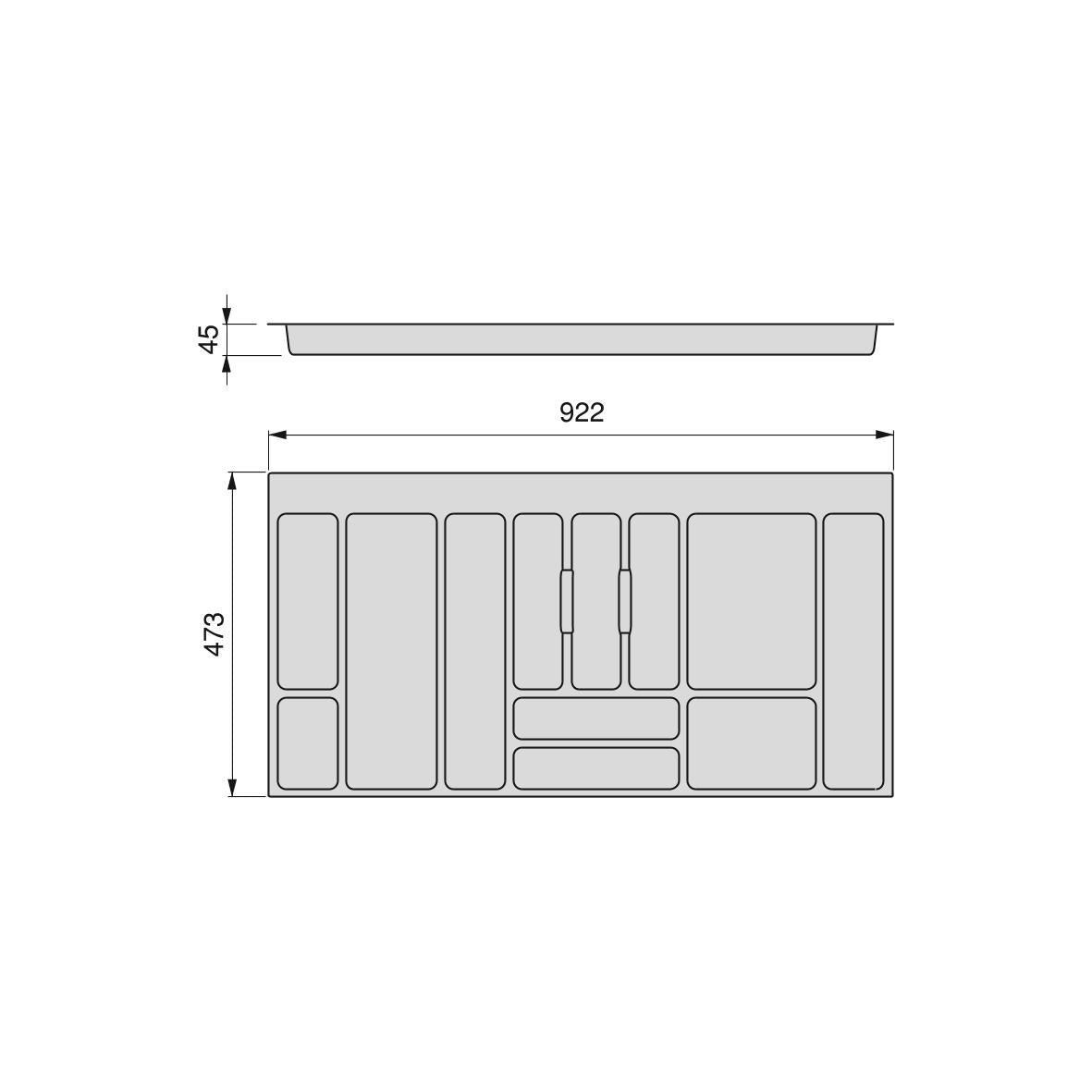 Portaposate Optima Vertex/Concept 500mm Plastica Grigio Antracite Tecnoplastica Emuca...