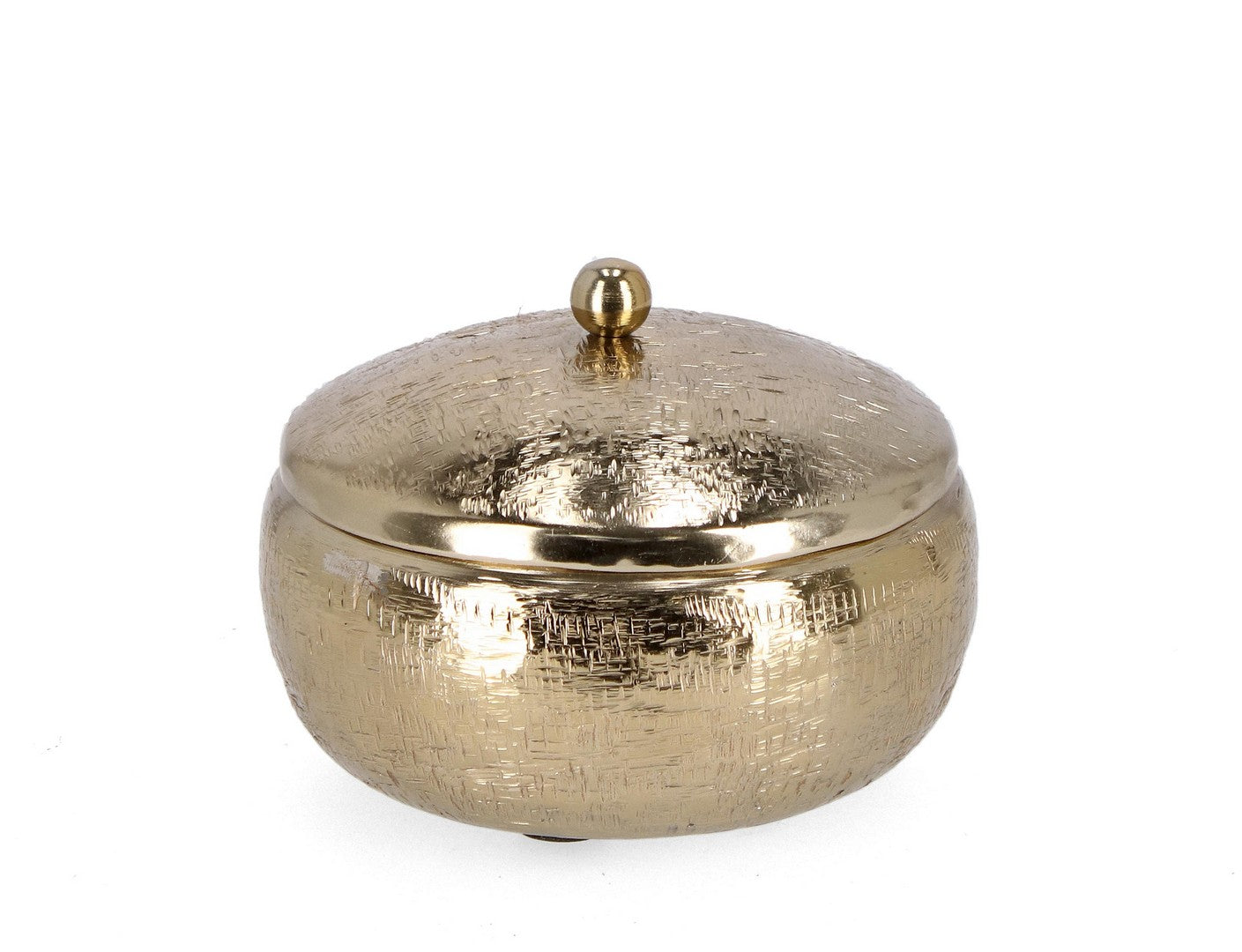 Candela con Coperchio Ø16,5x8 cm in Metallo Lathe Bomb Oro...