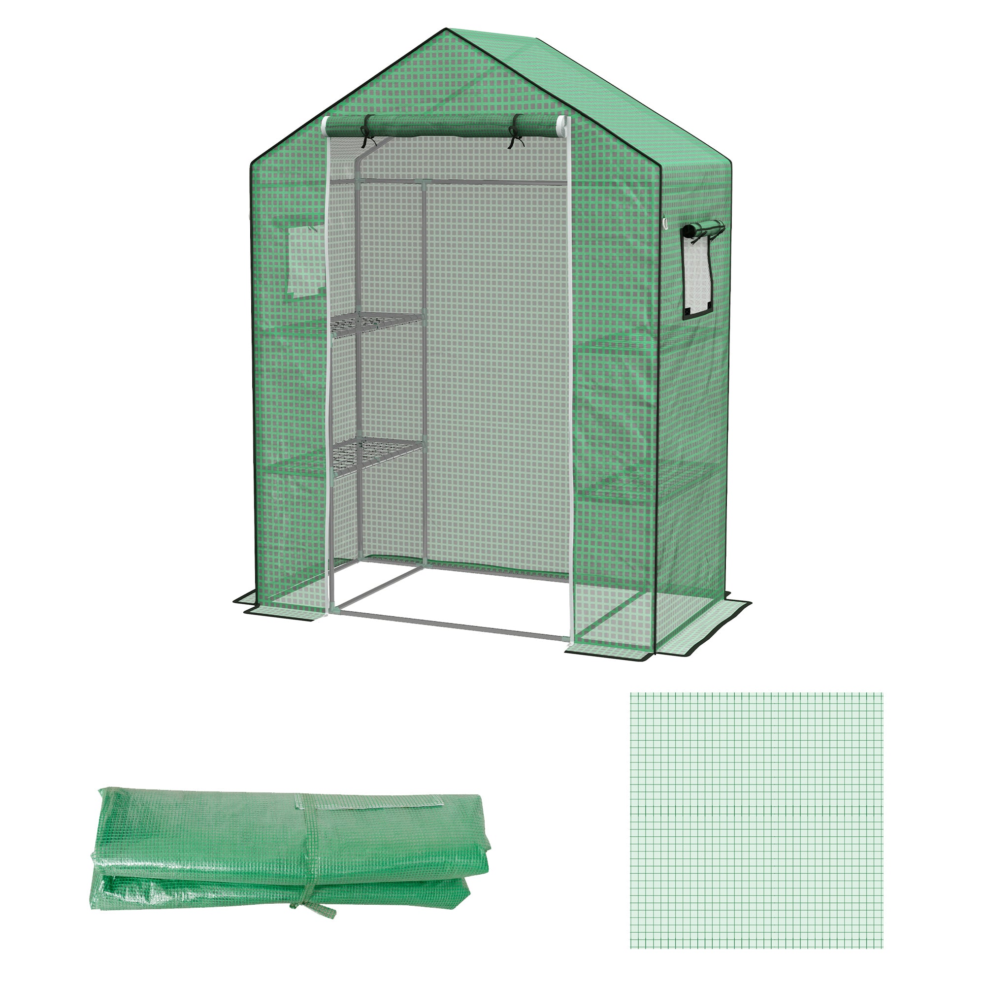 Copertura per Serra da Giardino con Porta a Cerniera e Finestre 140x73x190 cm in PE Verde