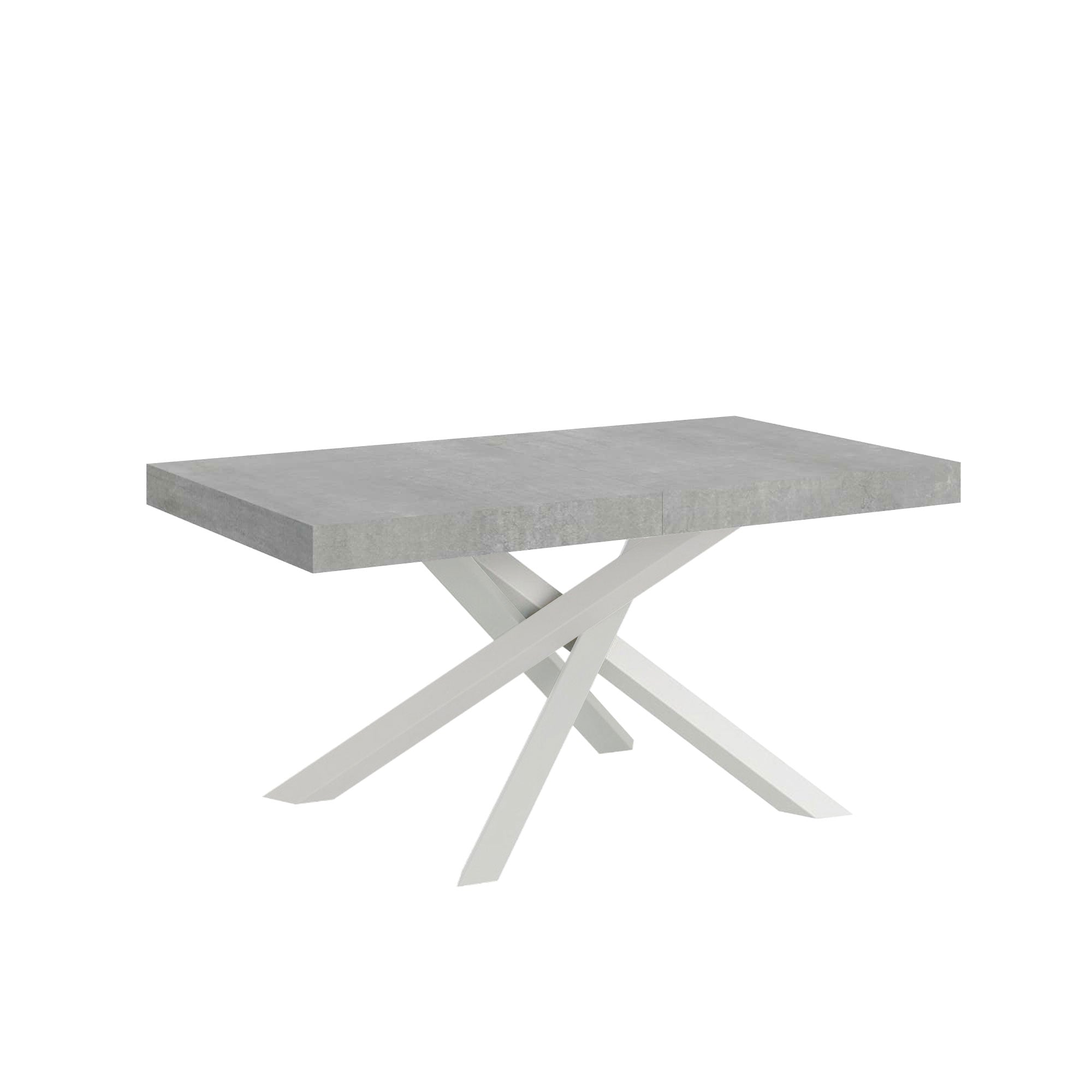Tavolo Allungabile 160-420x90x77 cm Volantis Premium Cemento Telaio Bianco