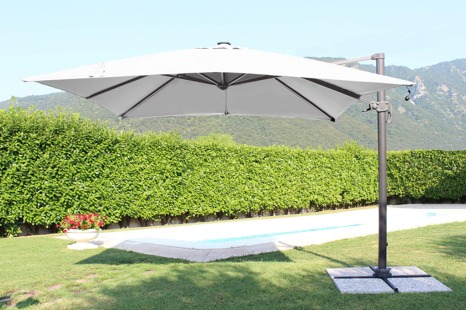Ombrellone da Giardino con Led Pitagora 3x4 m in Alluminio Antracite Telo Grigio...