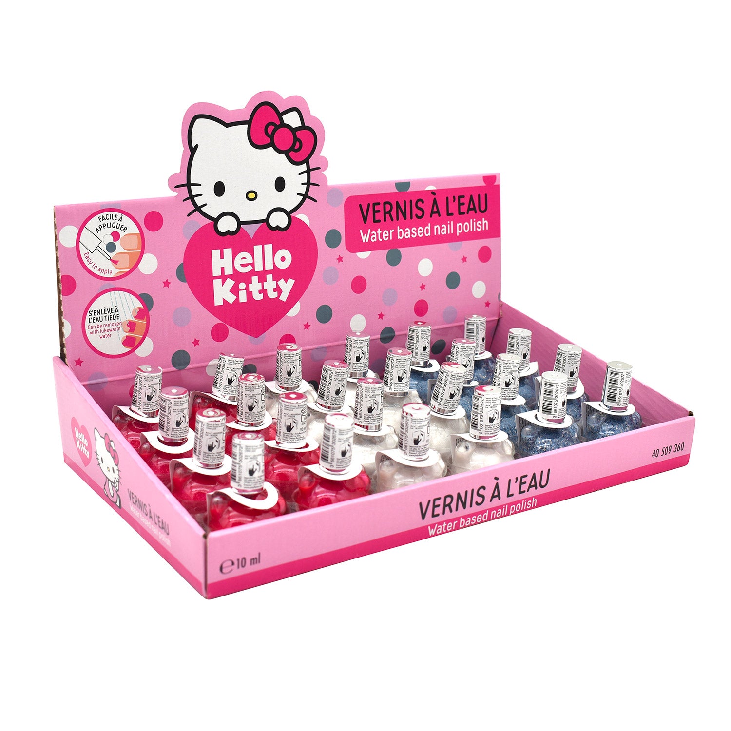 Set 24 Smalti Hello Kitty per Bambini a Base Acqua 10 ml Rosa Blu e Bianco...