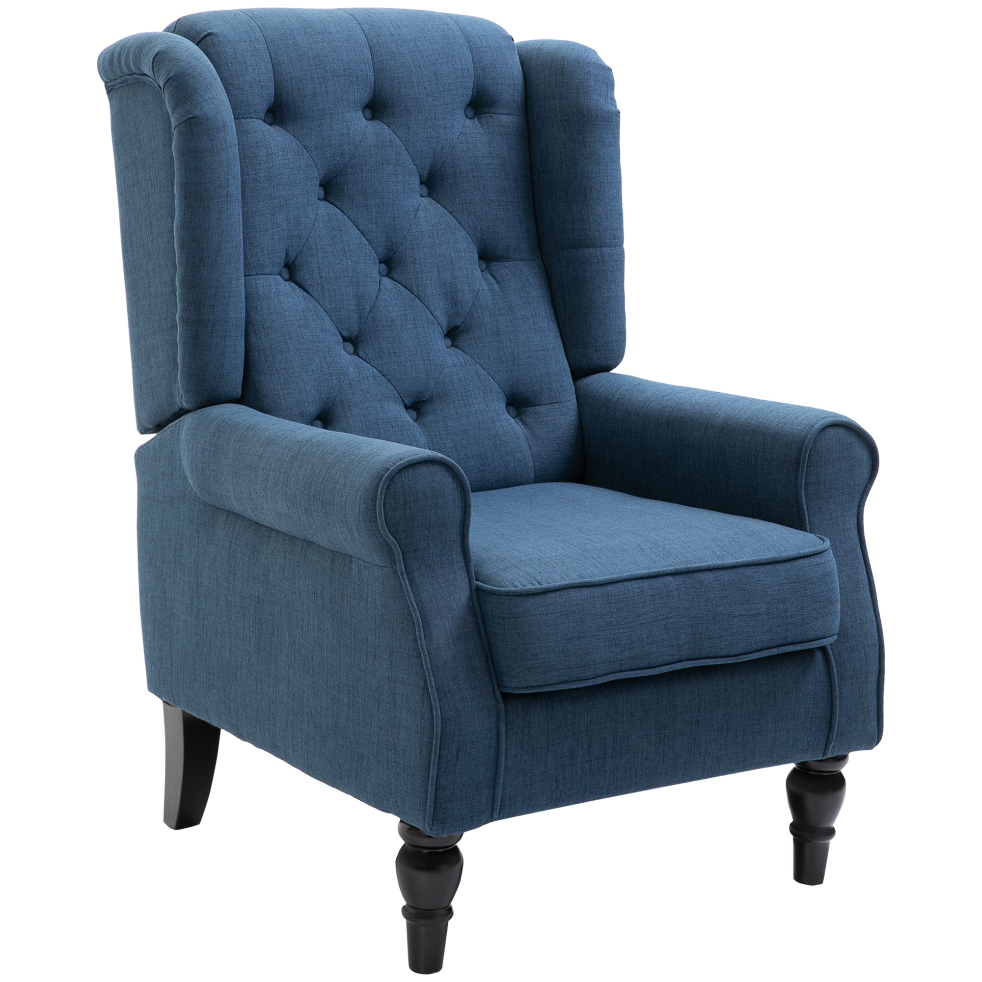 Poltrona per Salotto in Stile Francese con Seduta Imbottita e Cuscini 74x86x102 cm in Poliestere Blu