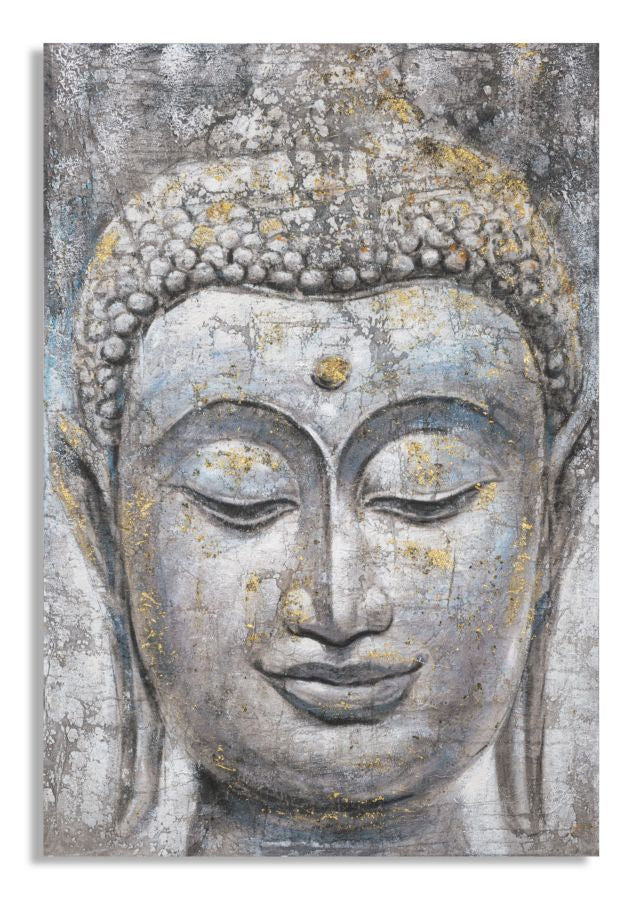 Dipinto su Tela Face Buddha Light 80x120x3 cm Cornice in Legno di Pino Multicolor...