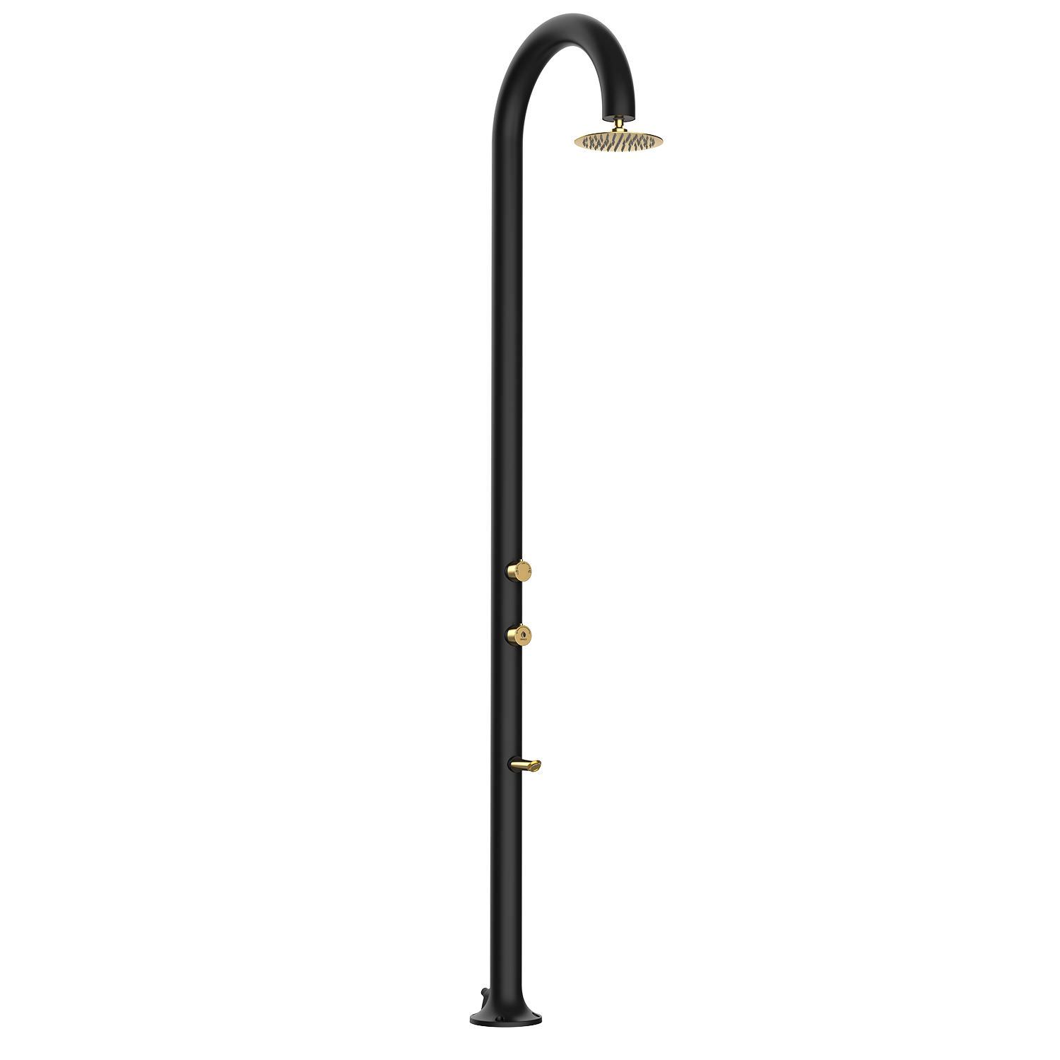 Doccia da Giardino in Alluminio Rubinetteria e Soffione Oro Sined Luna Alu Nero