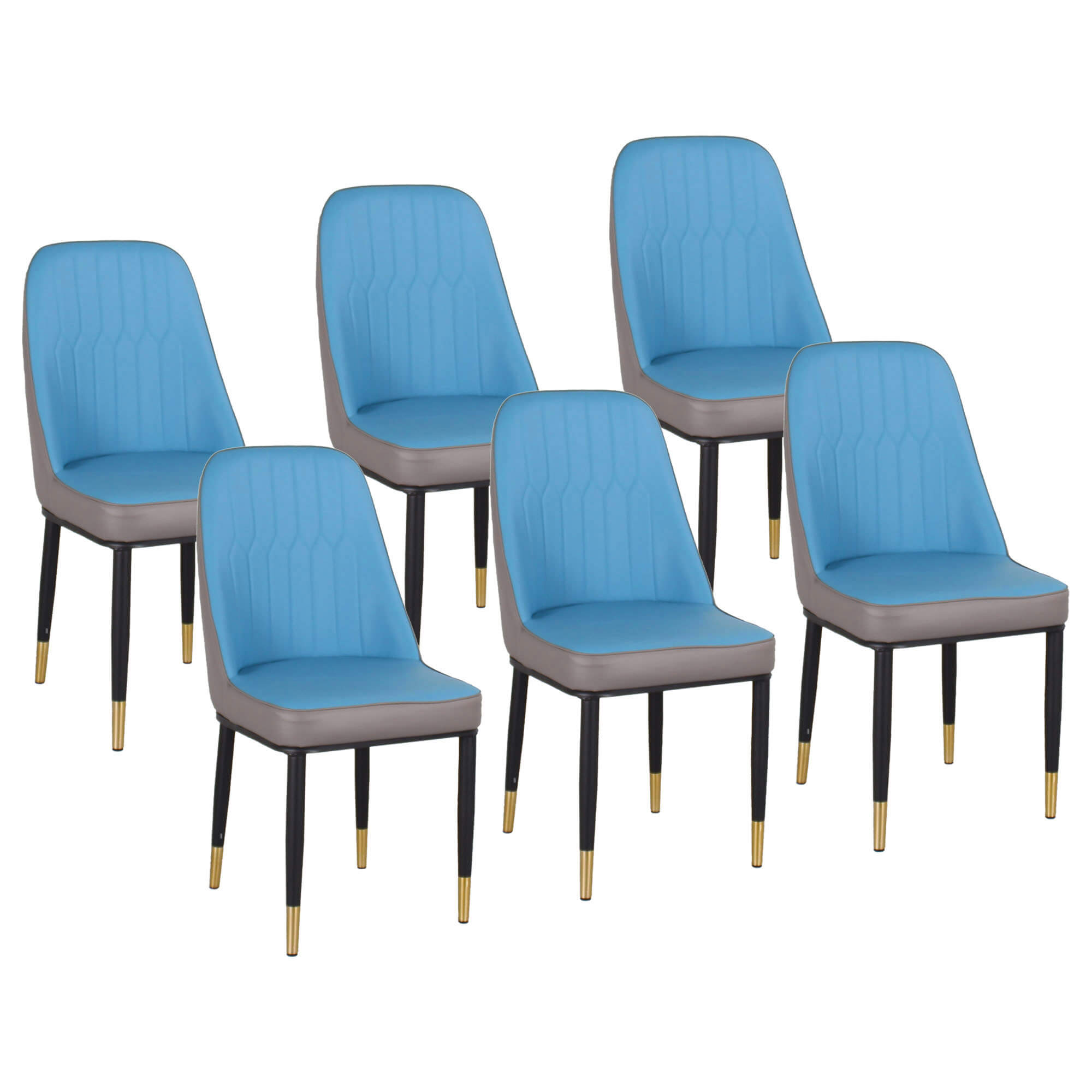 Image of Set 6 Sedie Imbottite 45x42x92 cm in Similpelle Blu