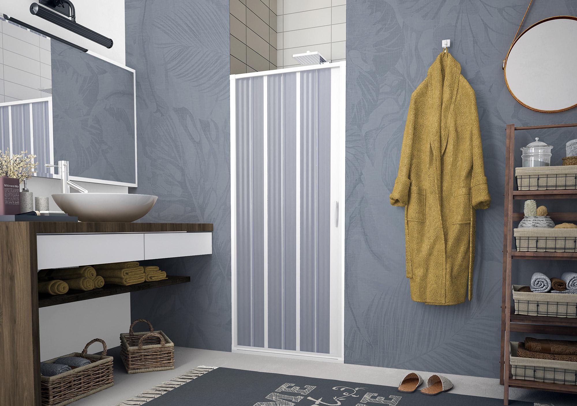 Porta Doccia 150 cm 1 Anta a Soffietto in PVC H185 cm Dorini Bianco...
