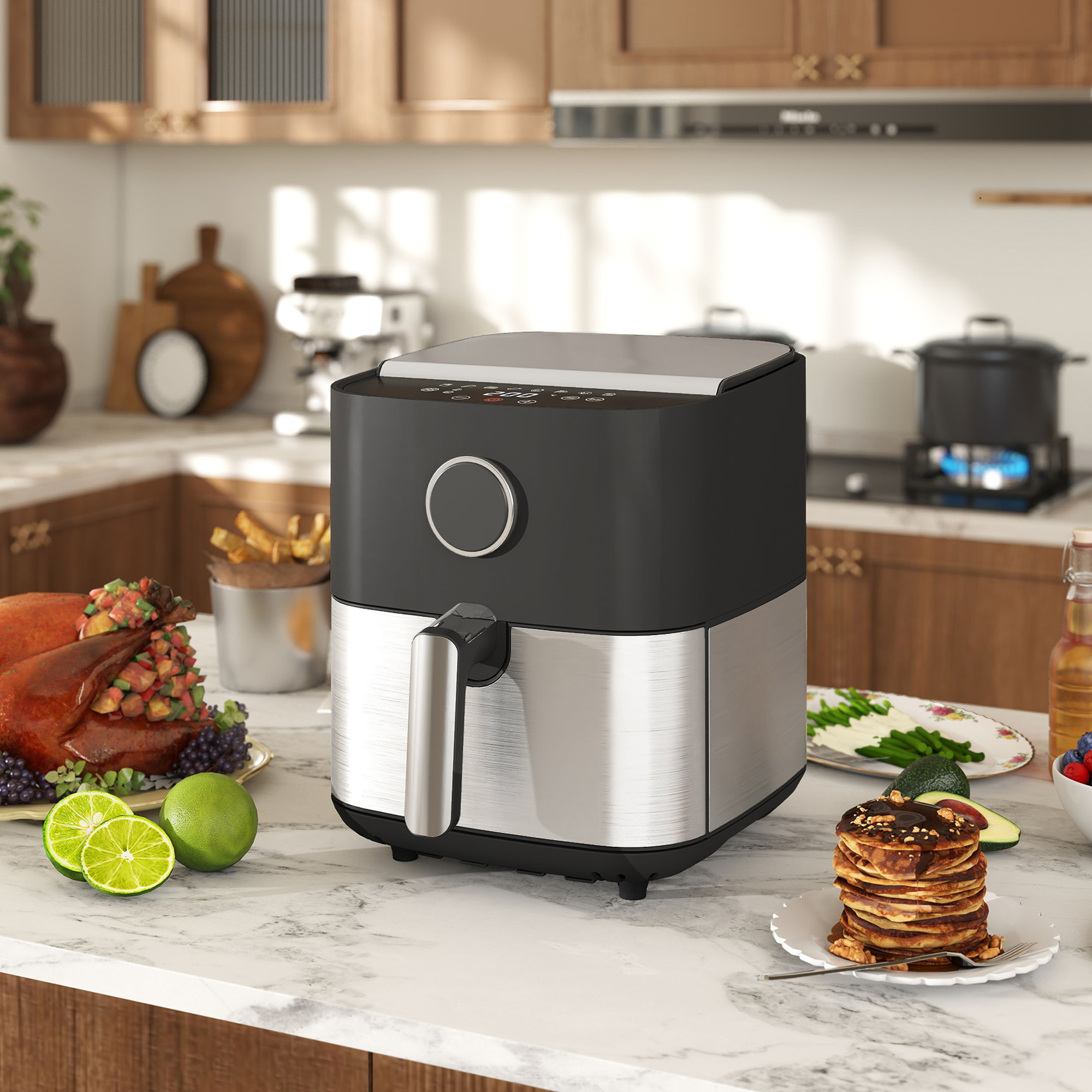 Friggitrice ad Aria Air Fryer 1700W da 6,8L con 8 Programmi di Cottura Nero...