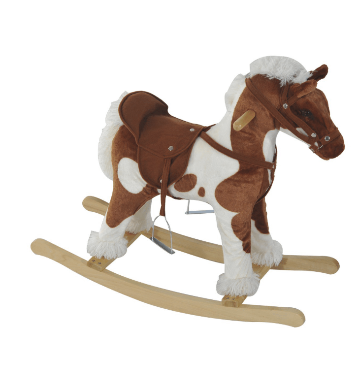 Cavallo a Dondolo per Bambini con 60Kg Peluche Marrone 