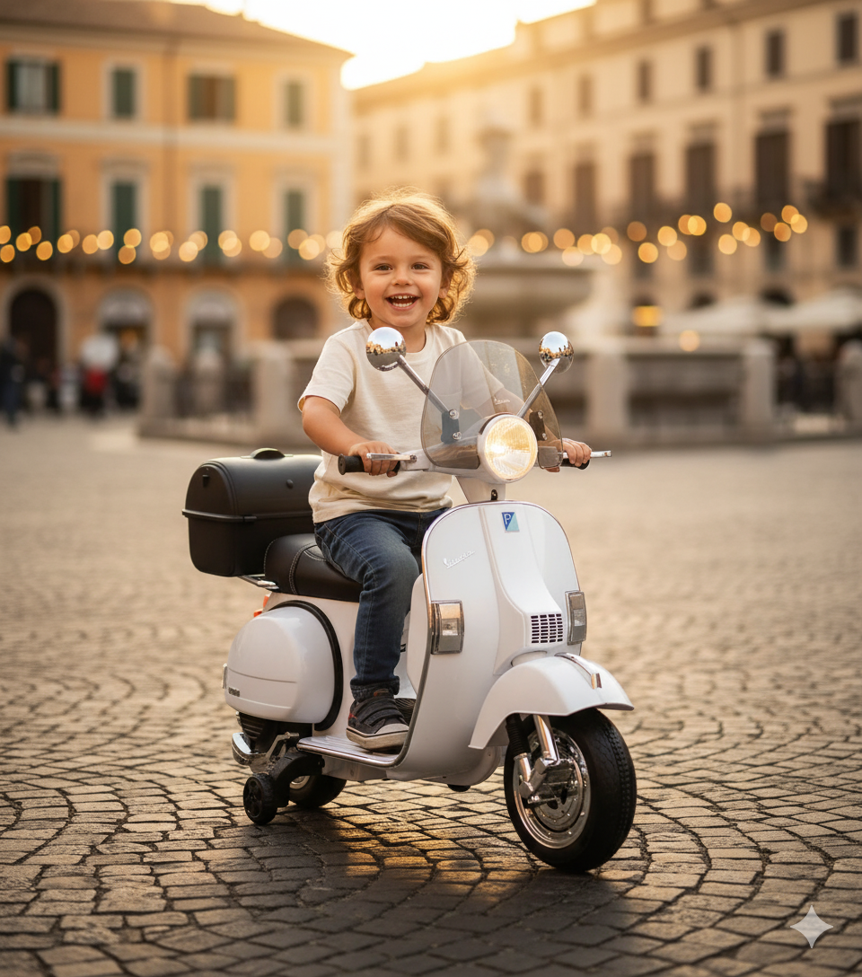 Piaggio Vespa PX150 Full Elettrica 12V per Bambini Bianca...