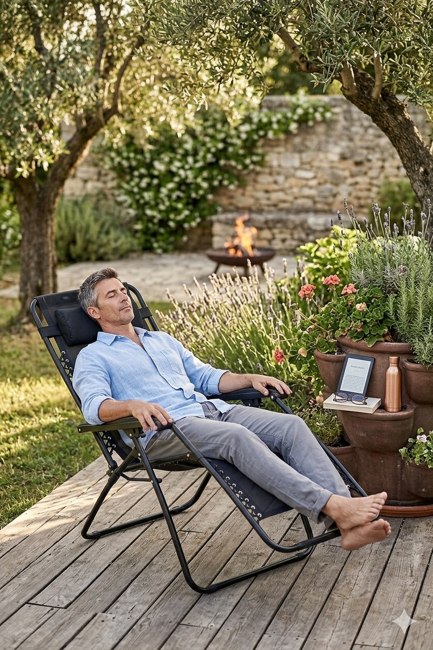 Sedia Sdraio Zero Gravity Reclinabile Pieghevole in Acciaio e Textilene Siesta Nera...