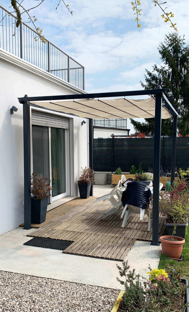 Pergola da Giardino 3x4 m in Alluminio Antracite Telo Beige...