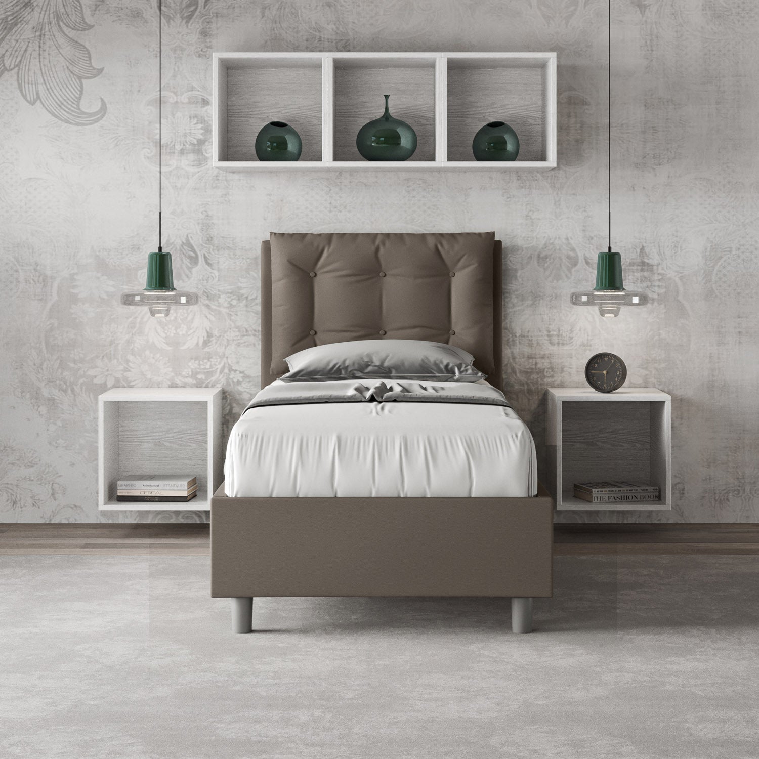 Letto Singolo 80x190 cm con Rete Annalisa Cappuccino...